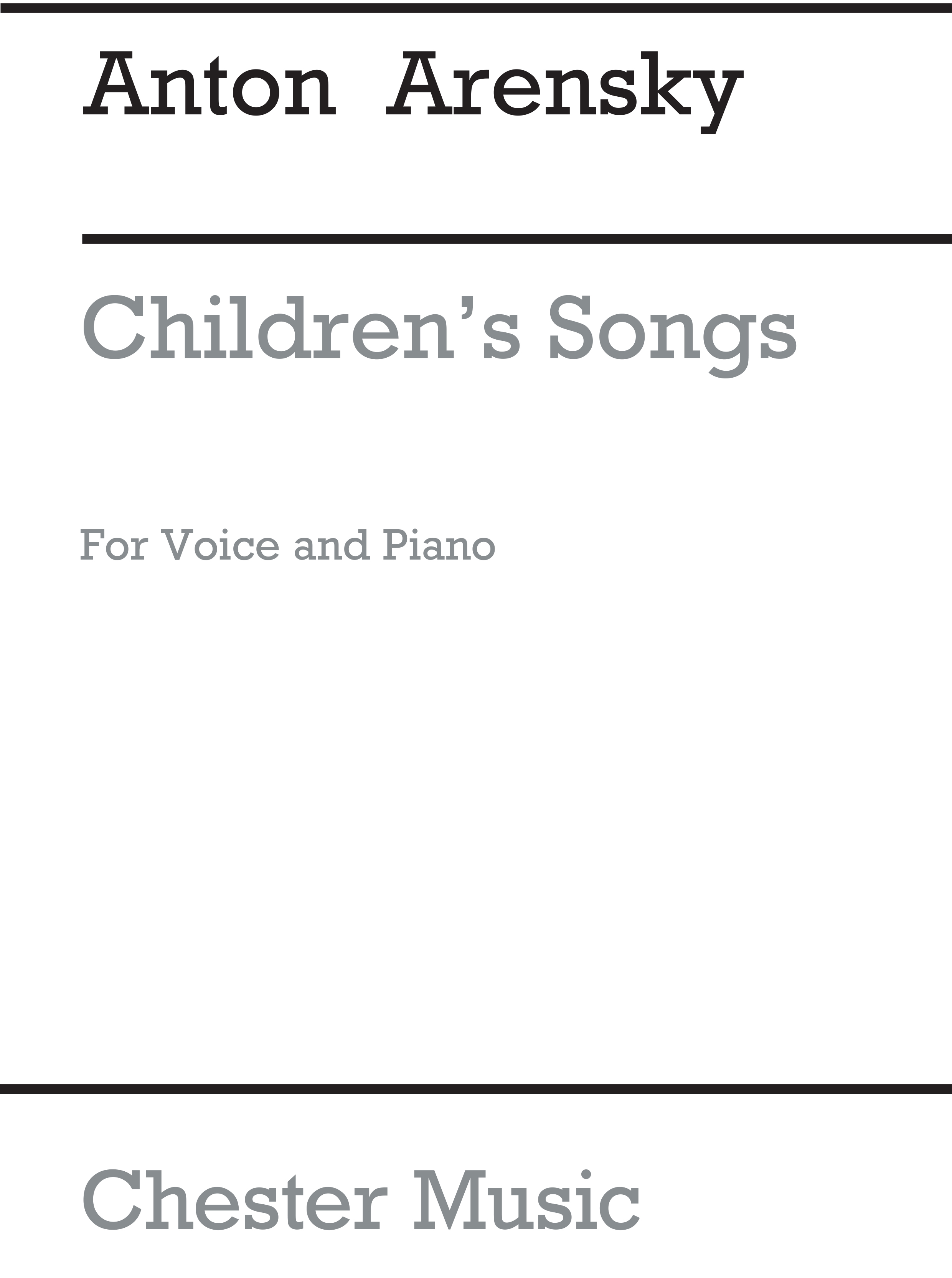 Anton Stepanovich Arensky: Six Childrens Songs: Voice: Instrumental Work