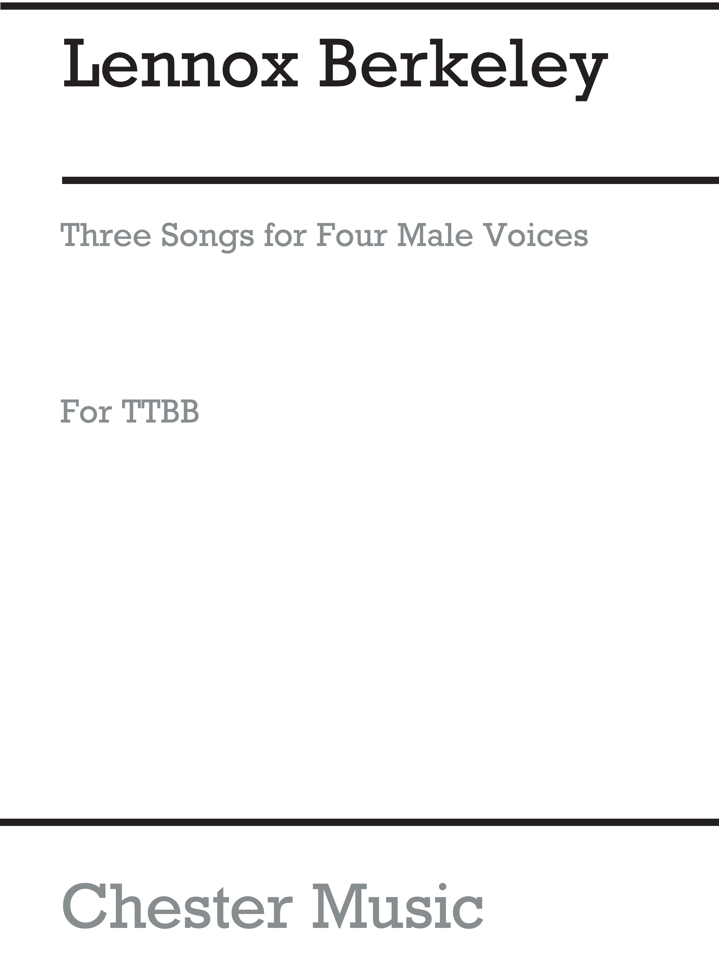 Lennox Berkeley: Three Songs Op. 67 No.1: Men's Voices: Vocal Score