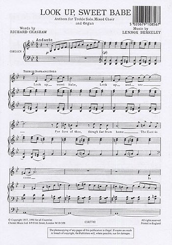 Lennox Berkeley: Look Up Sweet Babe Op.43 No.2: Soprano & SATB: Vocal Score