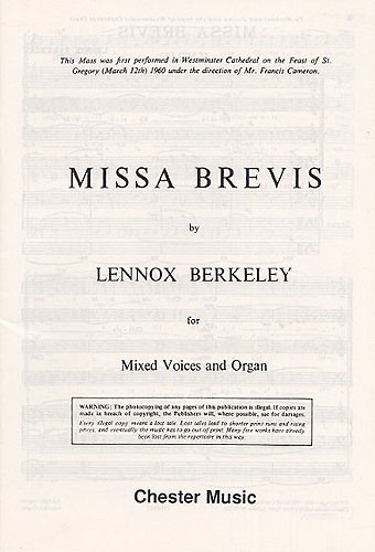 Lennox Berkeley: Missa Brevis Op.57 (Original Latin Version): SATB: Vocal Score