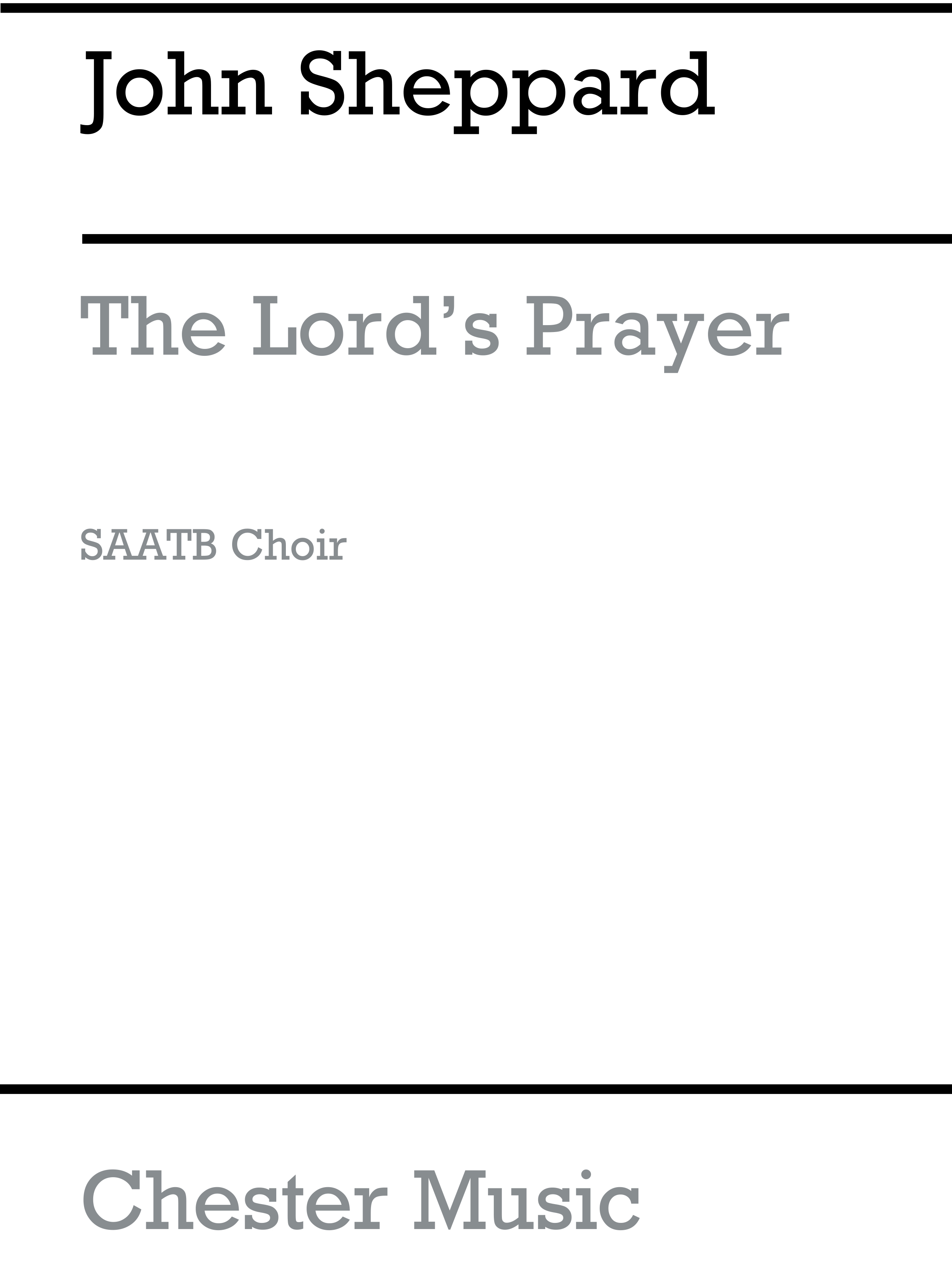 John Sheppard: The Lord's Prayer: SATB: Vocal Score