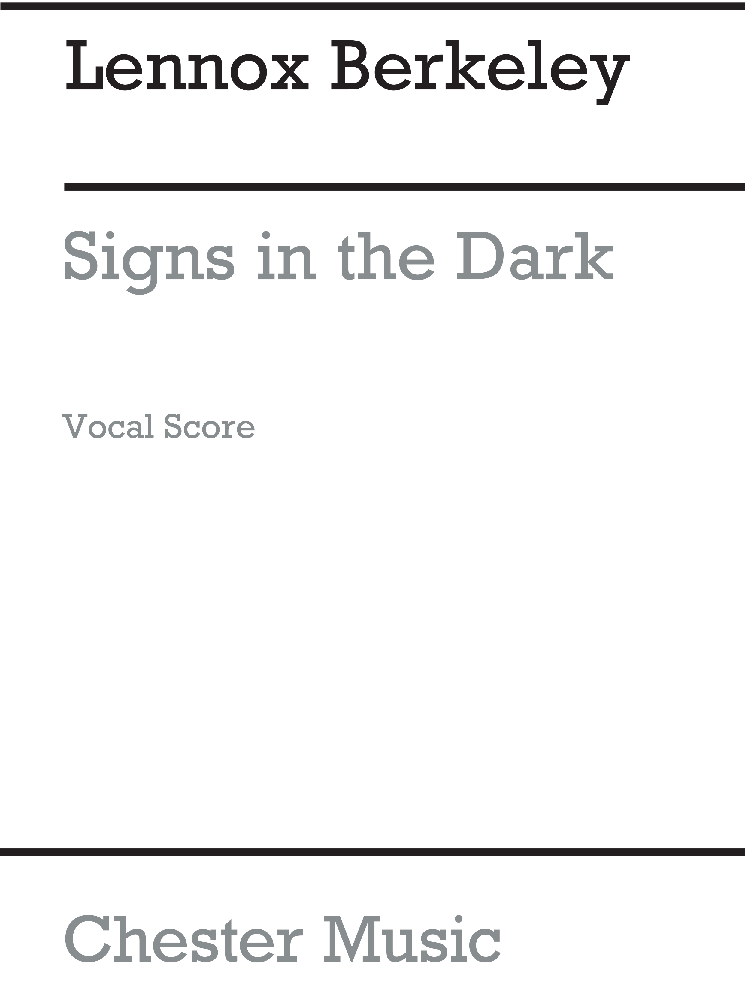 Lennox Berkeley: Signs In The Dark Op.69: SATB: Vocal Score