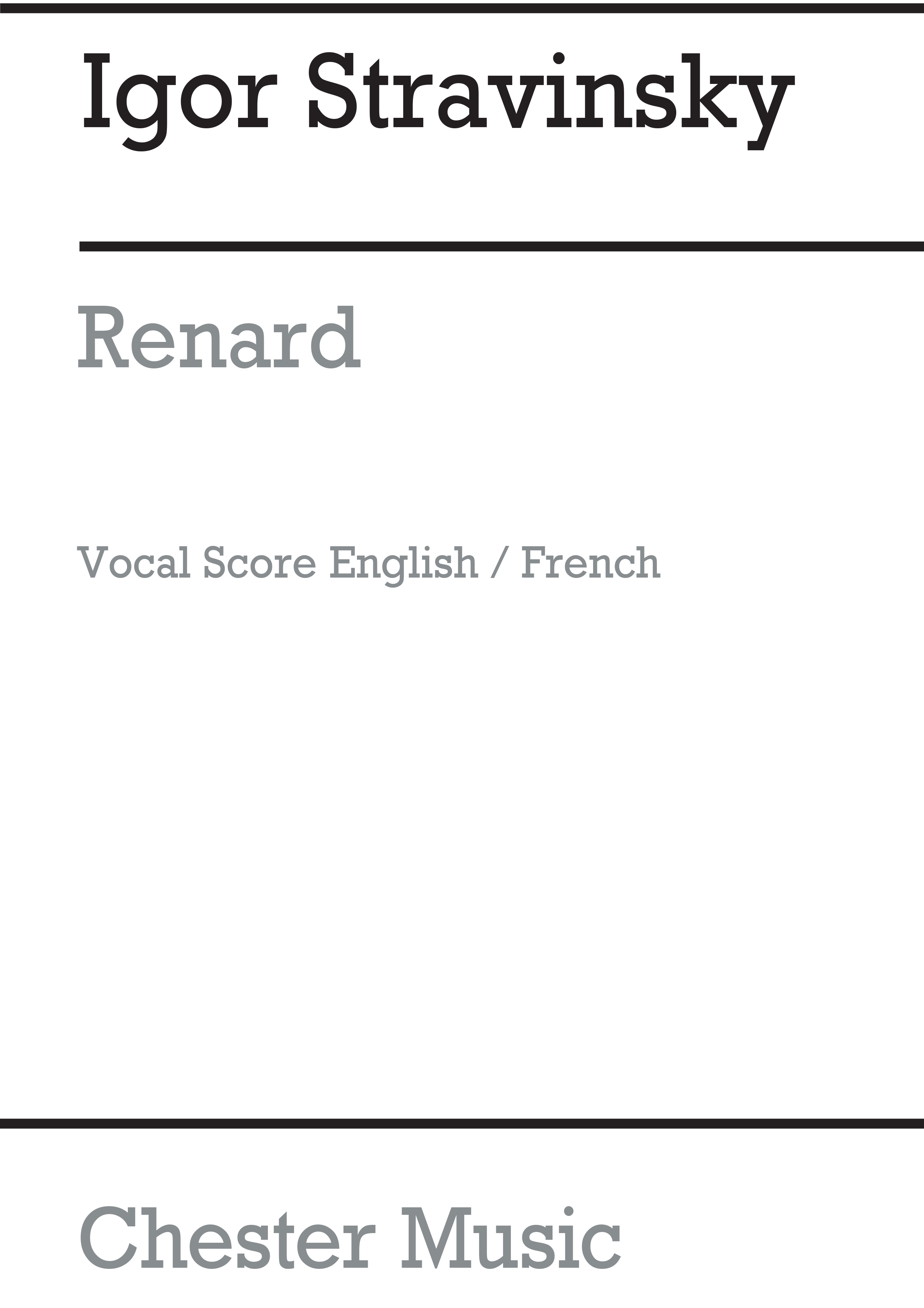 Igor Stravinsky: Renard (Vocal/Piano Score): Men's Voices: Vocal Score