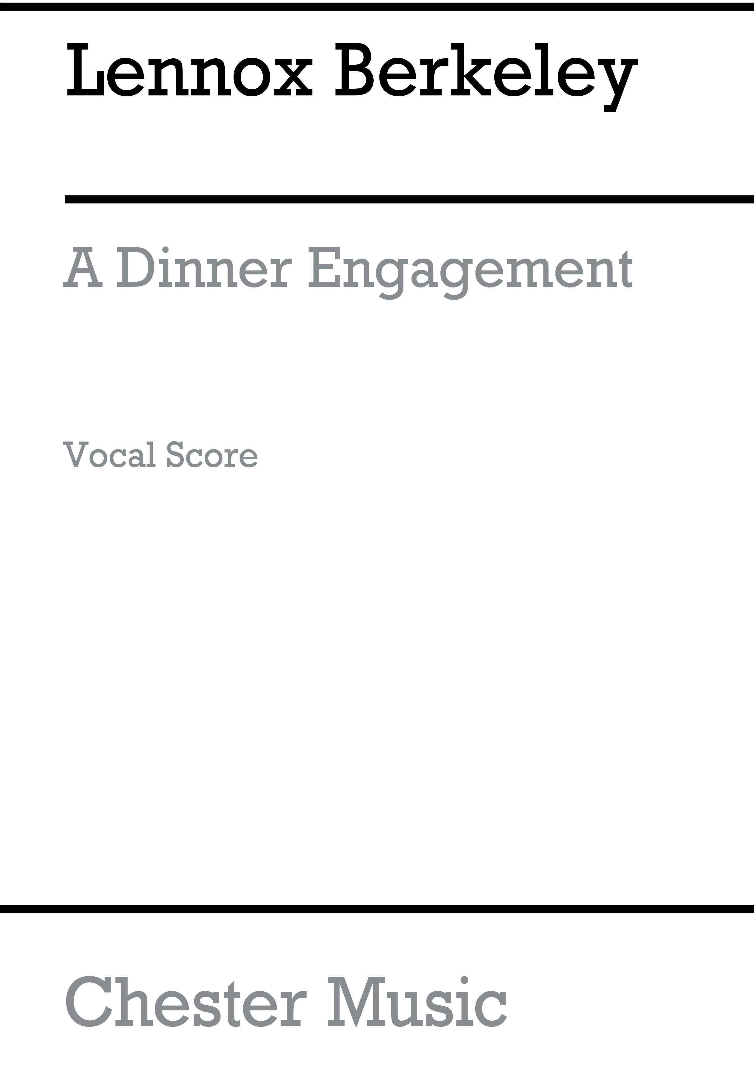 Lennox Berkeley: A Dinner Engagement Op.45: Opera: Vocal Score