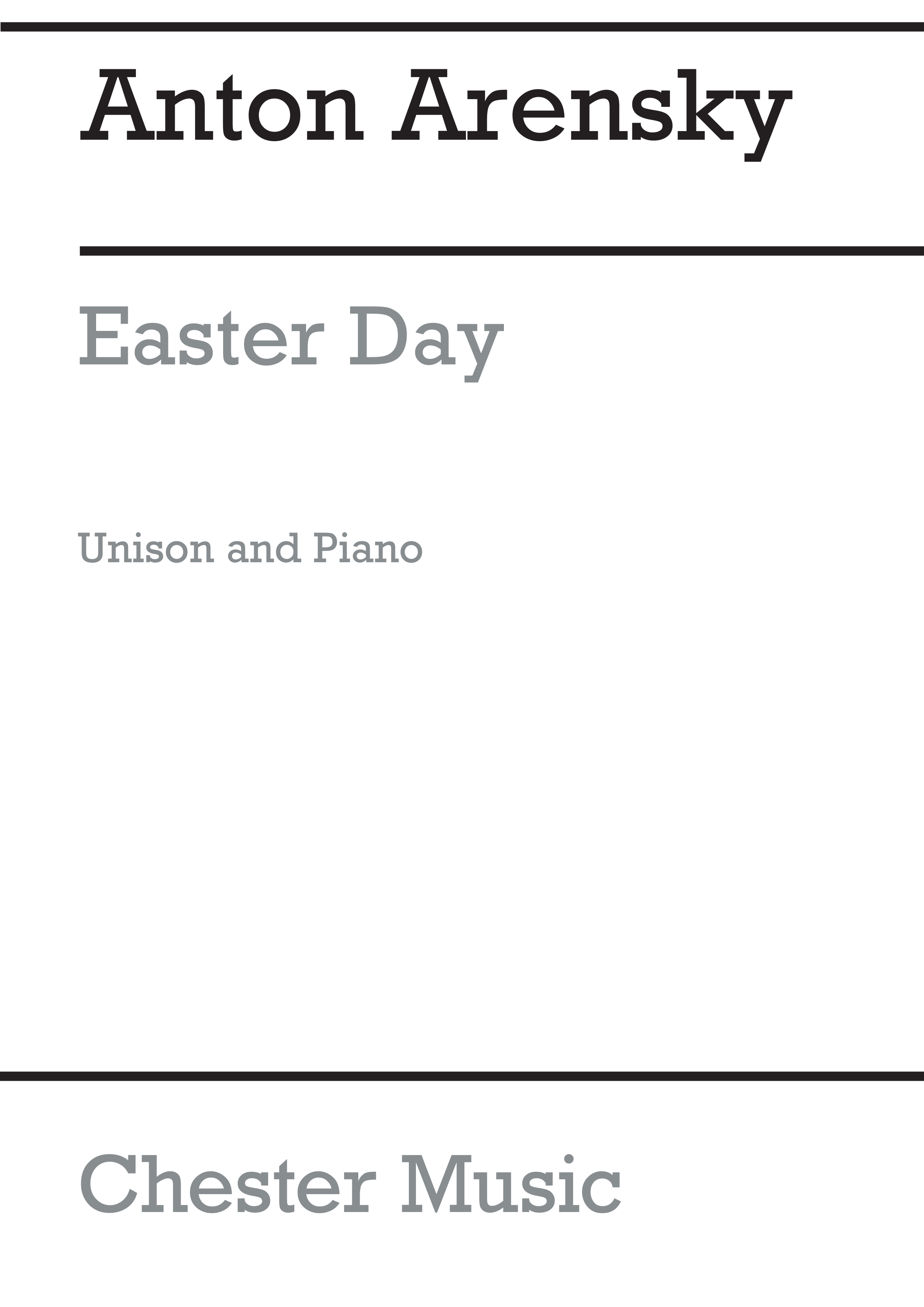 Anton Stepanovich Arensky: Easter Day Op.59 No.6: Unison Voices: Vocal Score