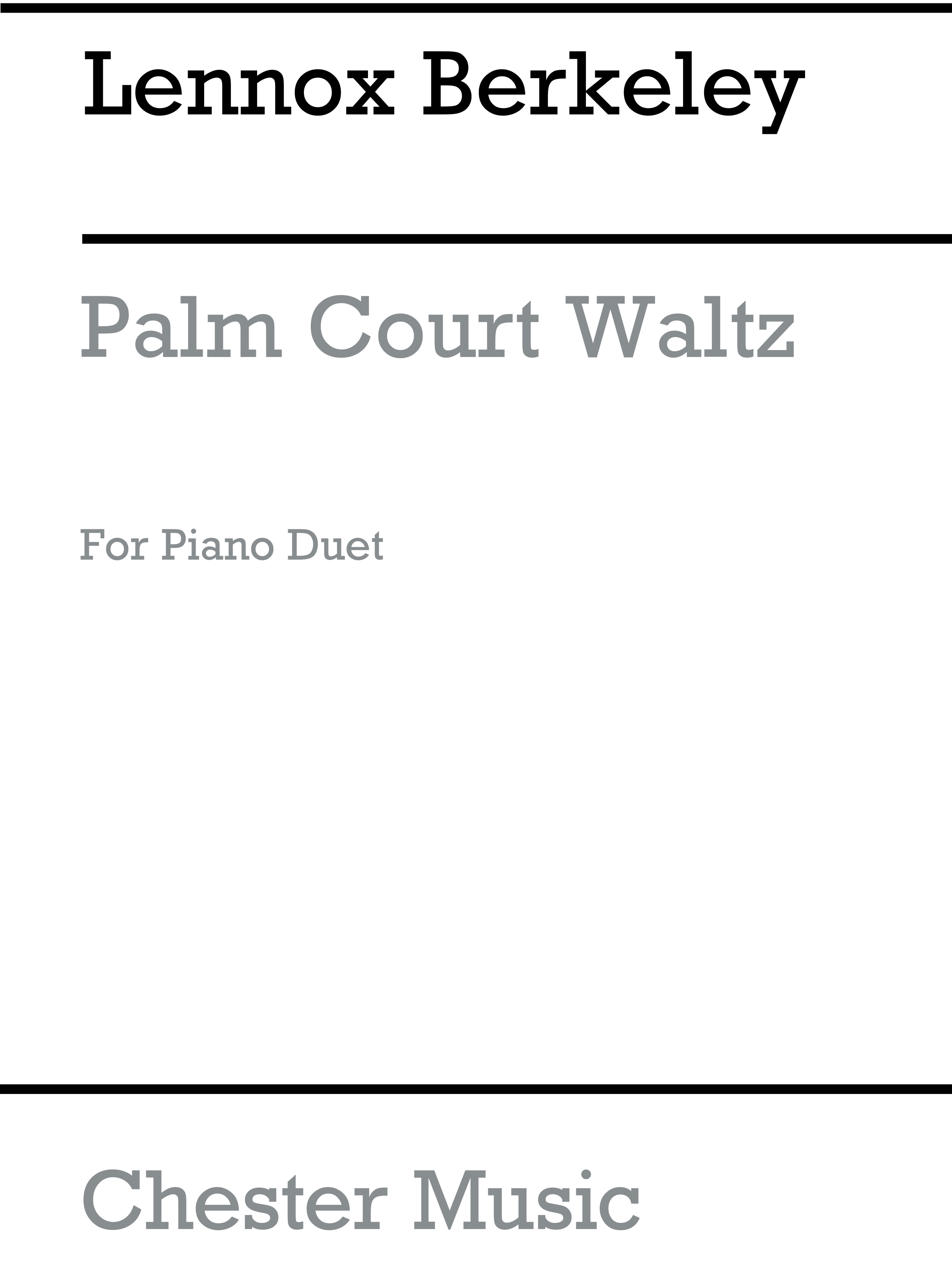 Lennox Berkeley: Palm Court Waltz Op.81 No.2a: Piano Duet: Instrumental Work