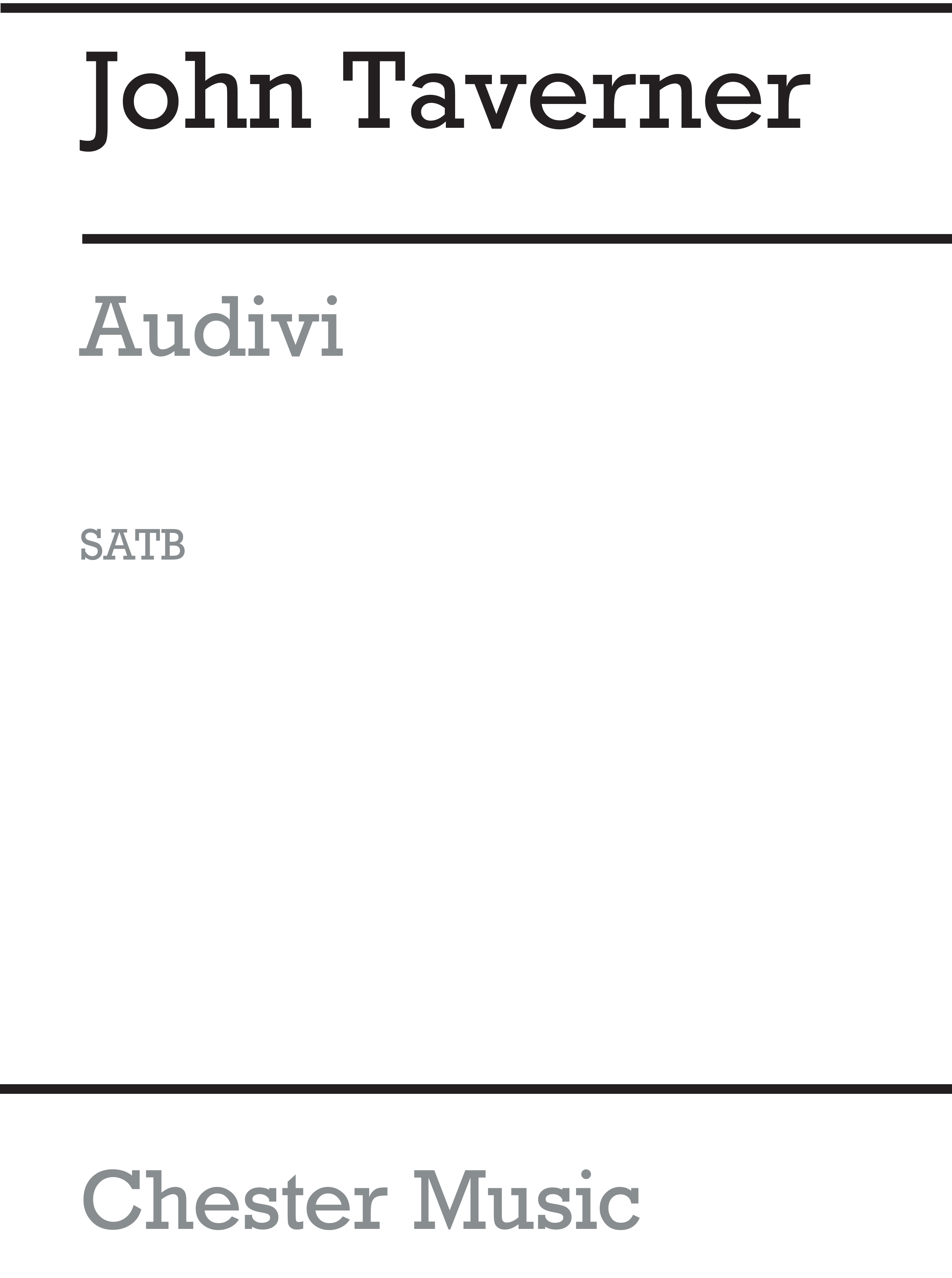 John Taverner: Audivi (From Chester Motet Book 2-english): SATB: Vocal Score