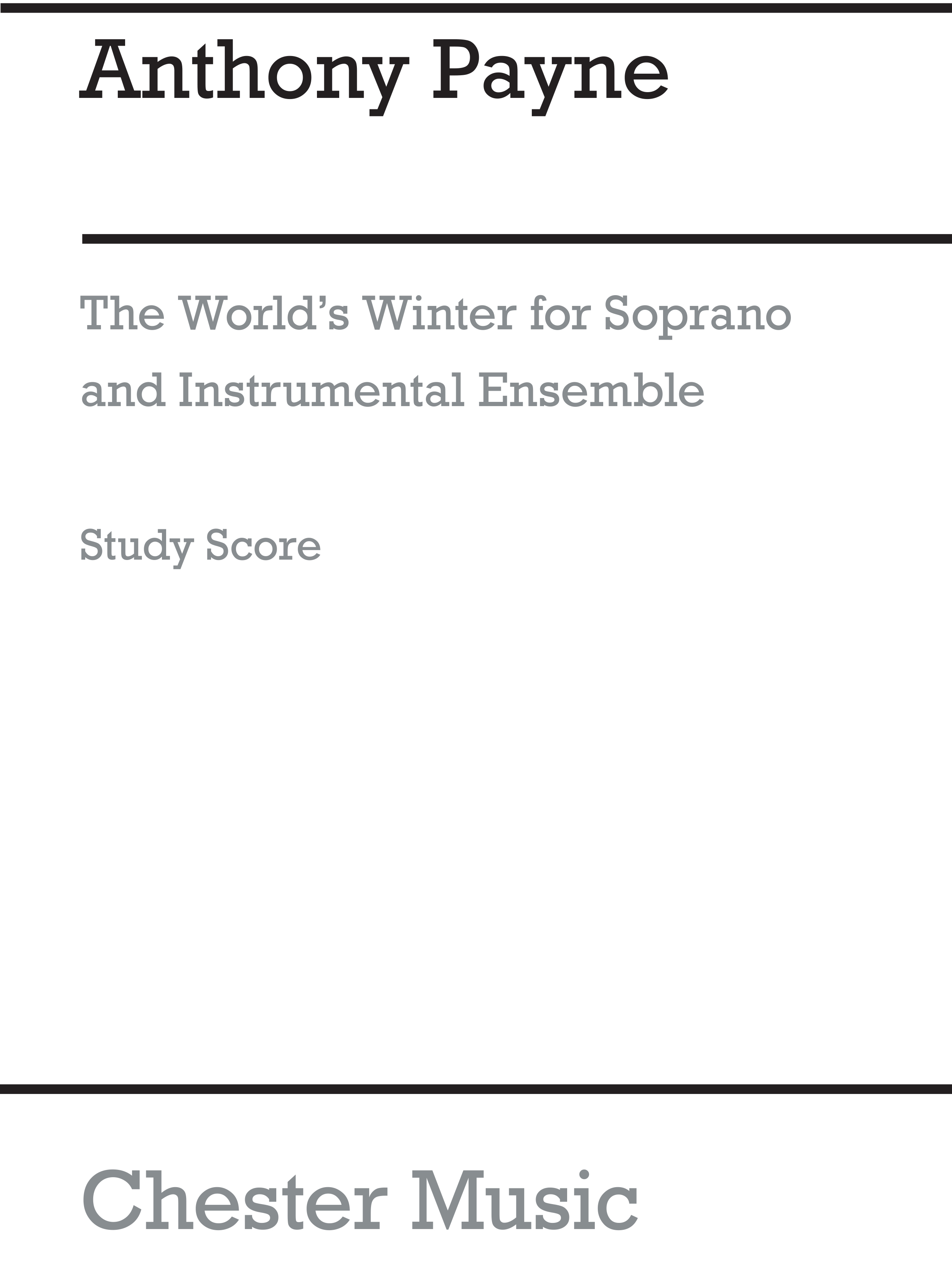 Anthony Payne: The World's Winter: Chamber Ensemble: Study Score