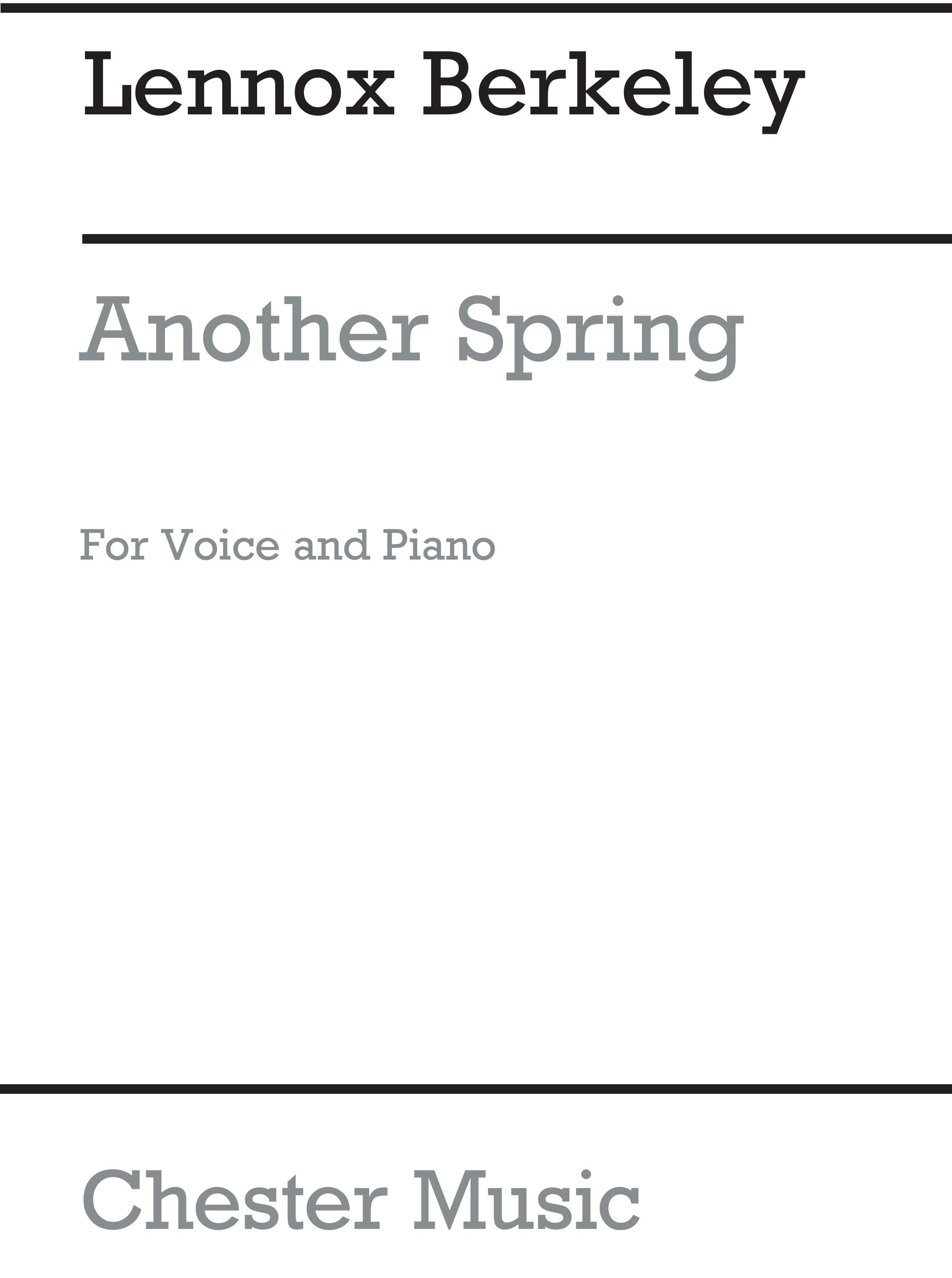 Lennox Berkeley: Another Spring Op.93: Medium Voice: Instrumental Work