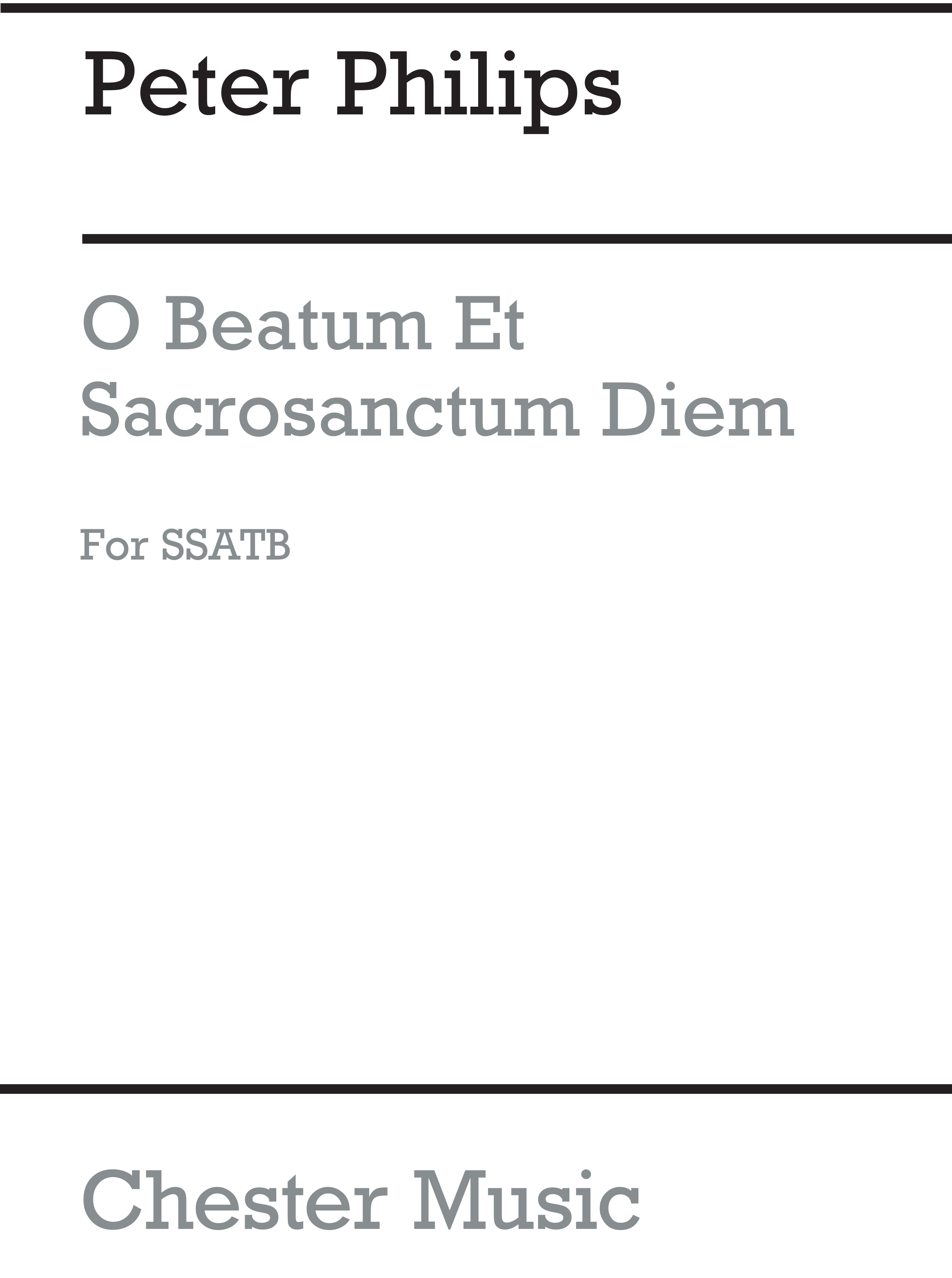 Peter Philips: O Beatum Et Sacrosanctum Diem SSATB: SATB: Single Sheet