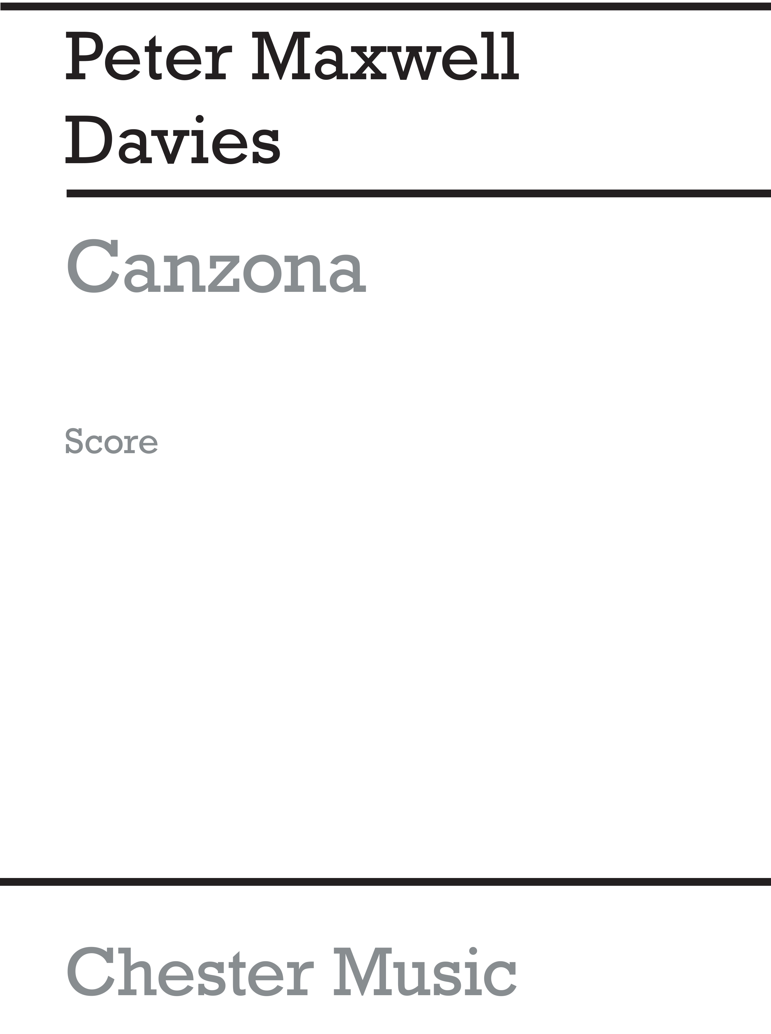 Peter Maxwell Davies: Canzona (After Giovanni Gabrieli): Orchestra: Score
