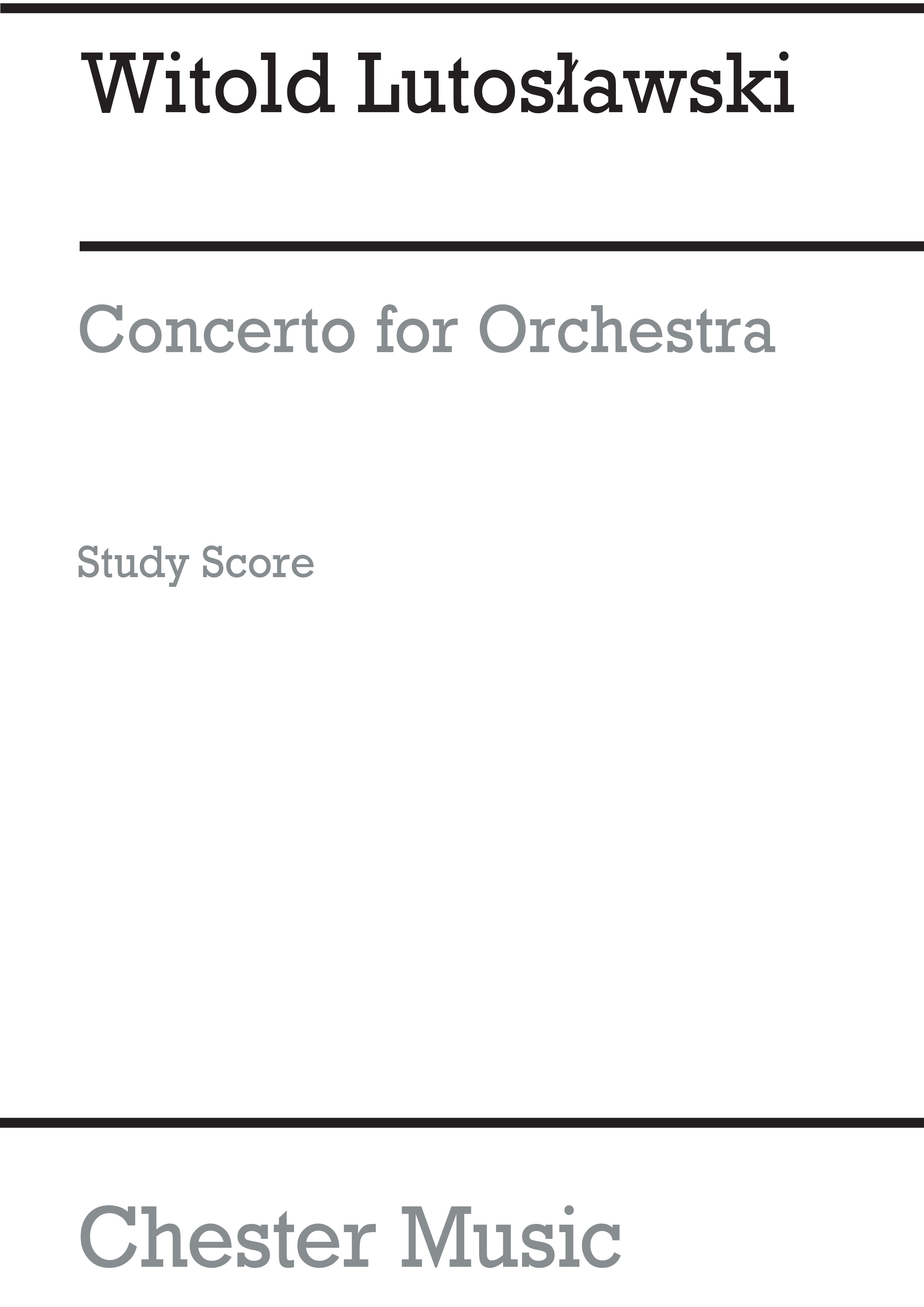 Witold Lutoslawski: Concerto For Orchestra: Orchestra: Study Score