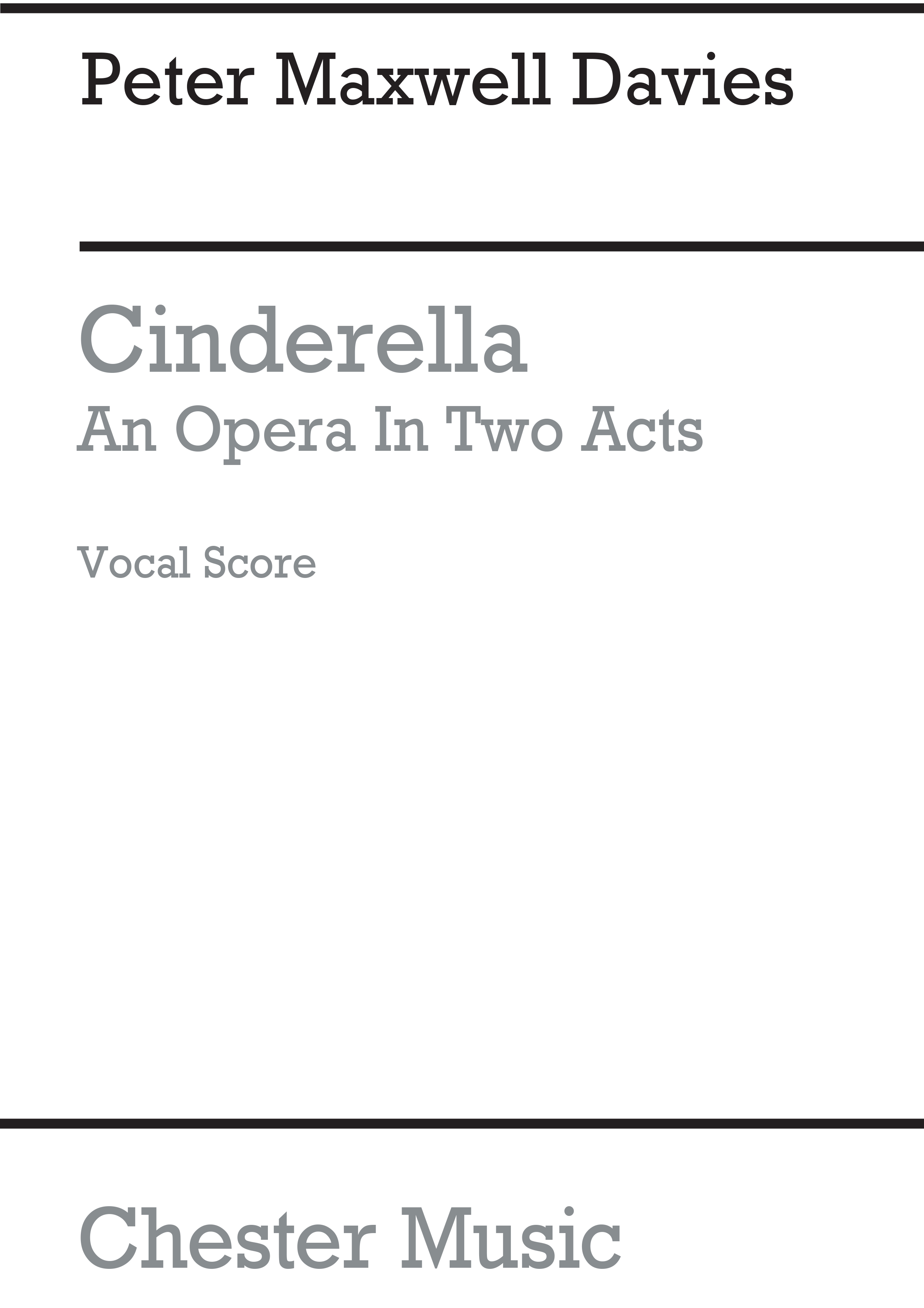 Peter Maxwell Davies: Cinderella English Text: Opera: Vocal Score