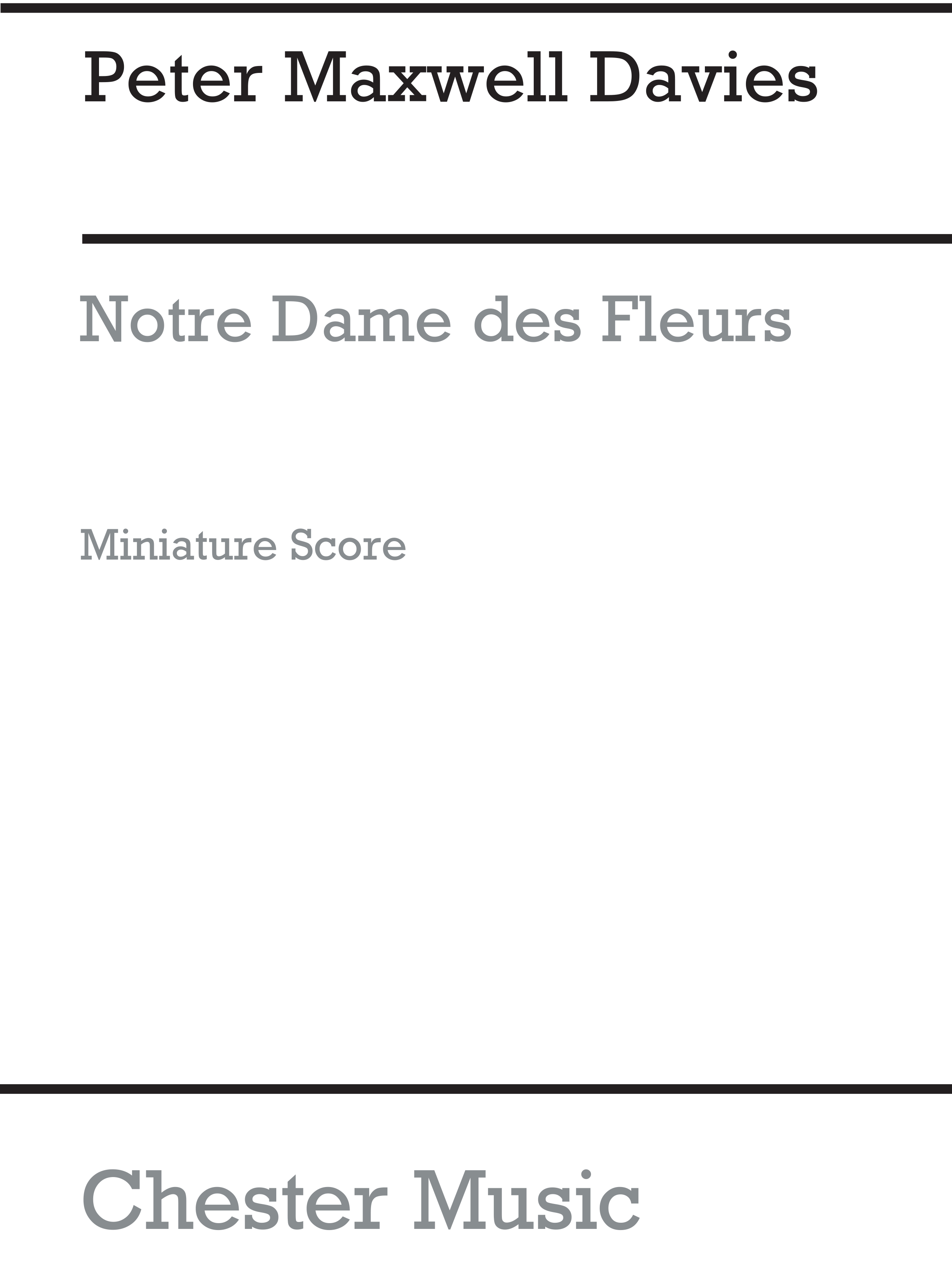 Peter Maxwell Davies: Notre Dame Des Fleurs Miniature: Chamber Ensemble: