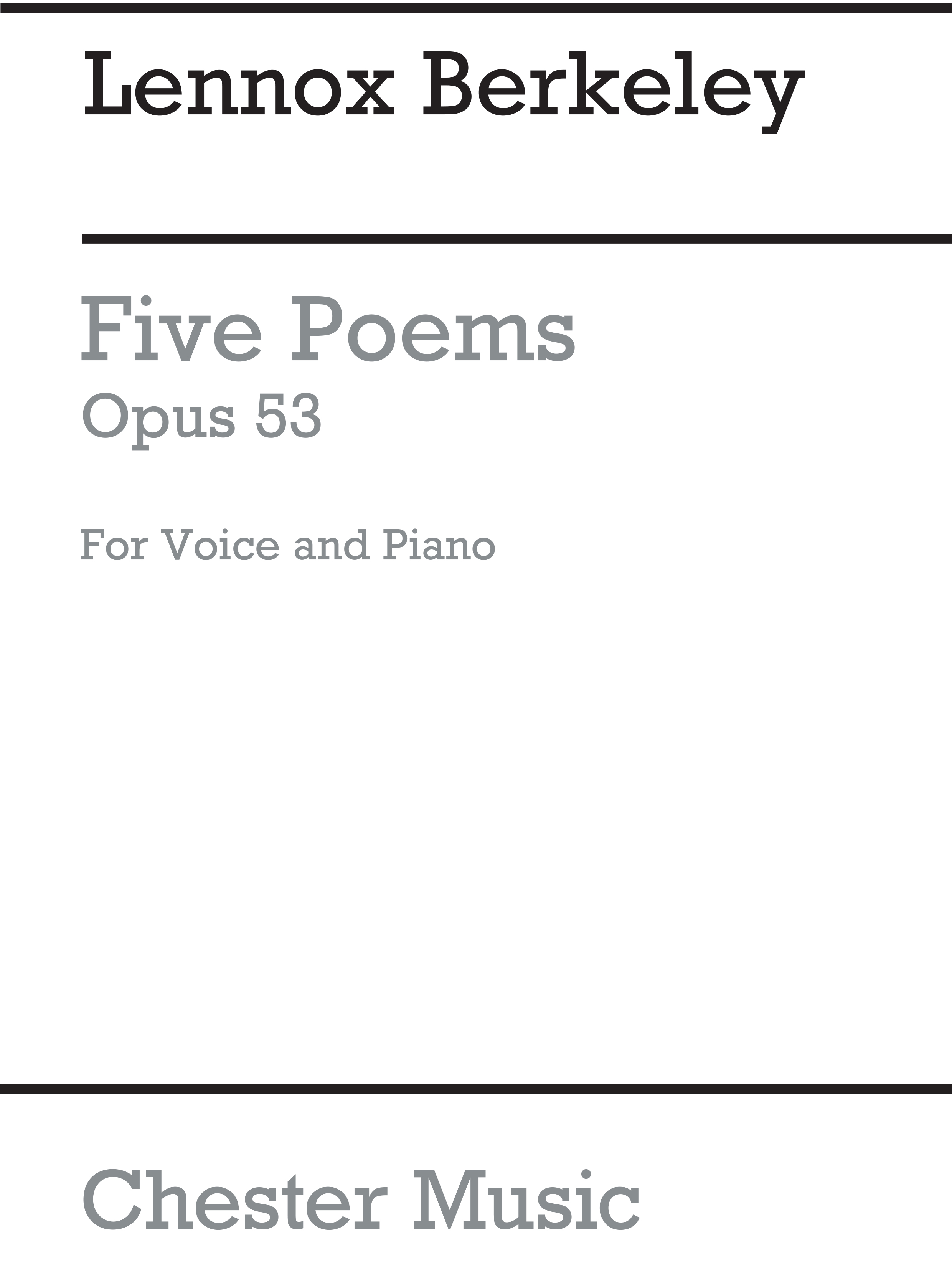 Lennox Berkeley: Five Poems Op.53: High Voice: Instrumental Work
