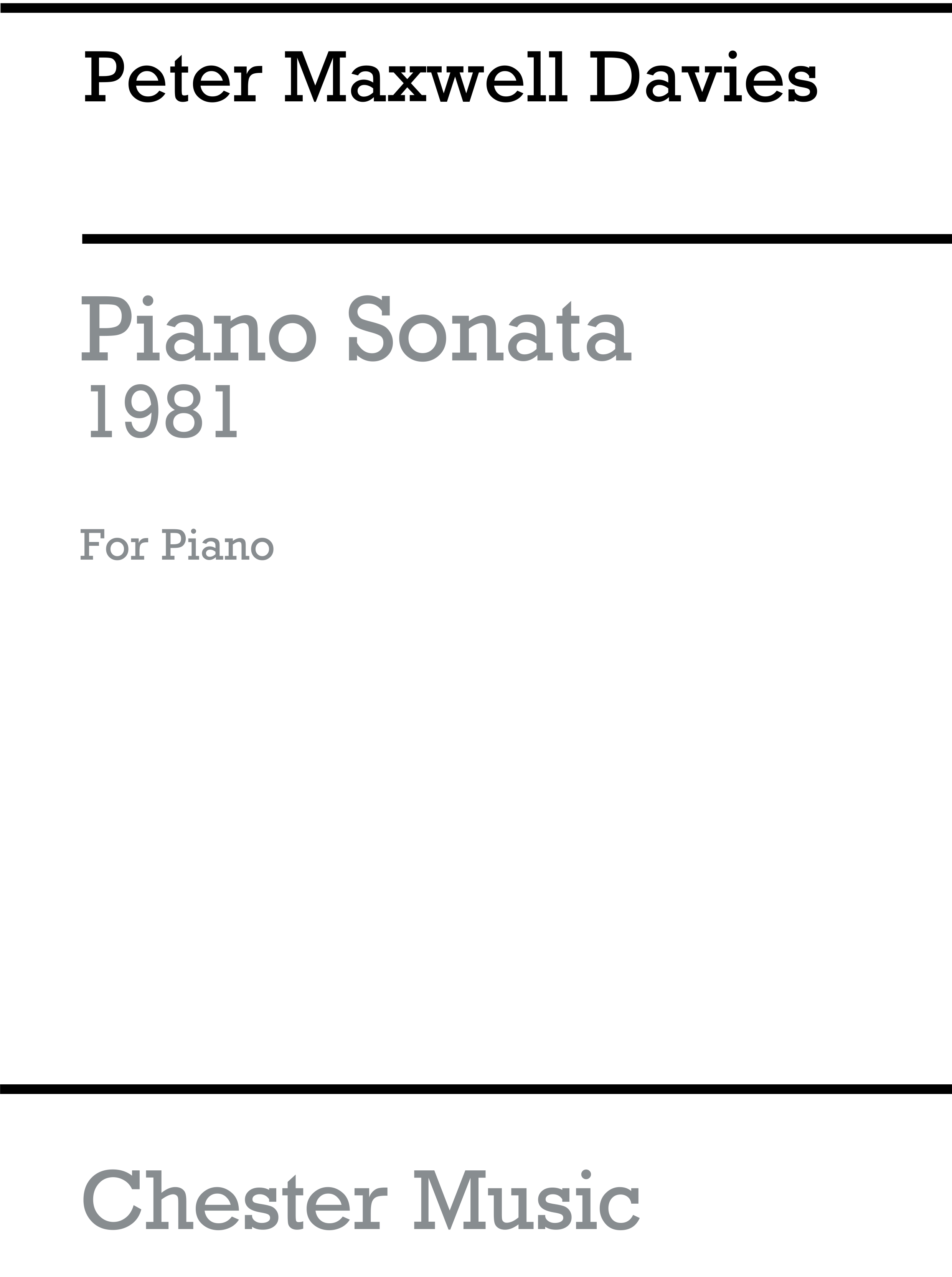 Peter Maxwell Davies: Piano Sonata: Piano: Instrumental Work