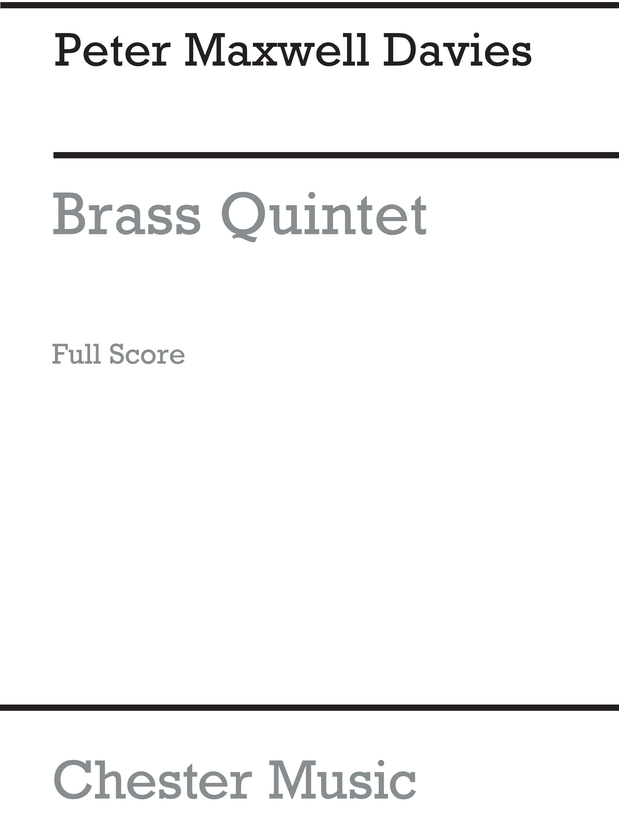 Peter Maxwell Davies: Brass Quintet: Brass Ensemble: Score