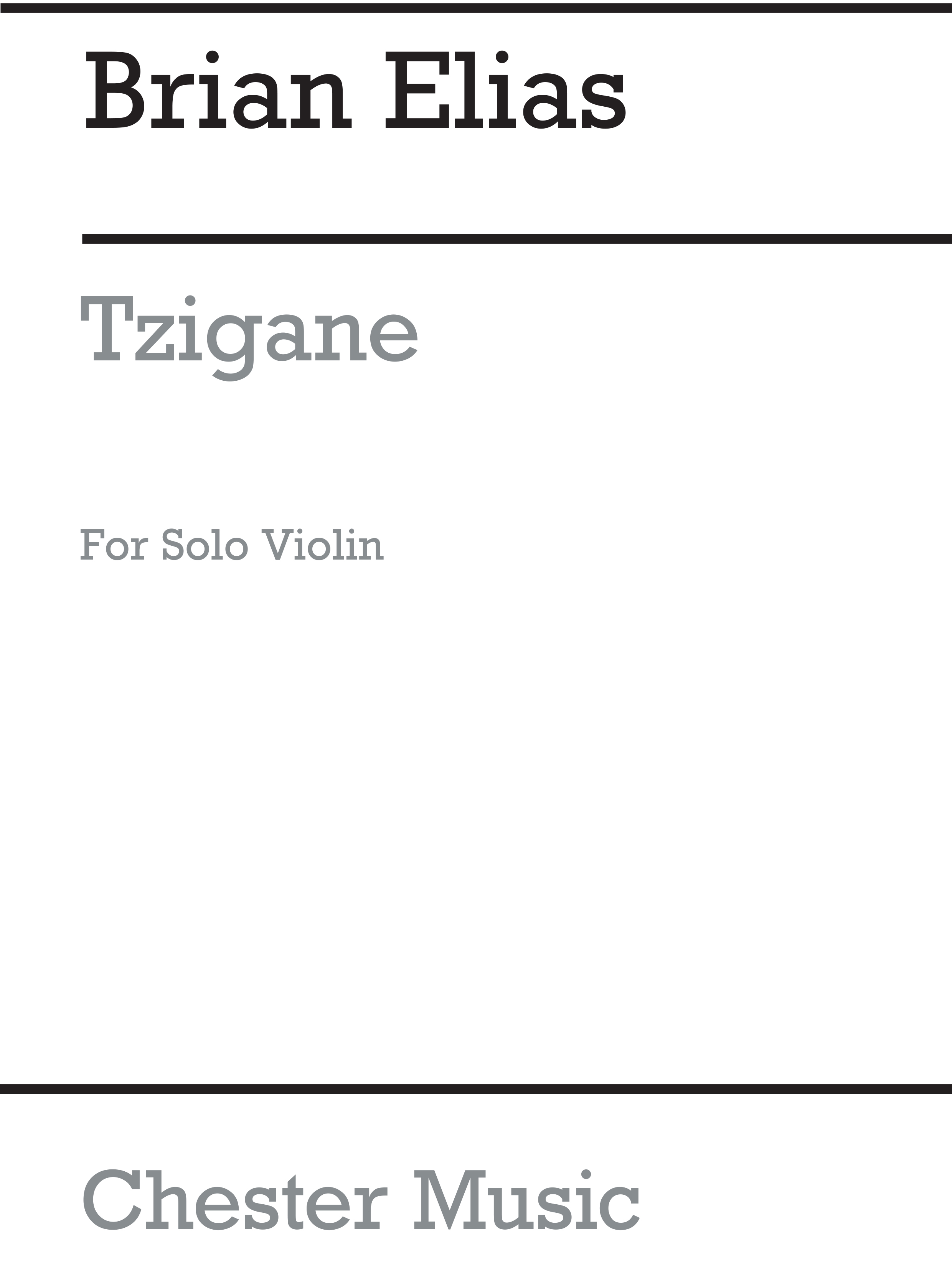 Brian Elias: Tzigane: Violin: Instrumental Work