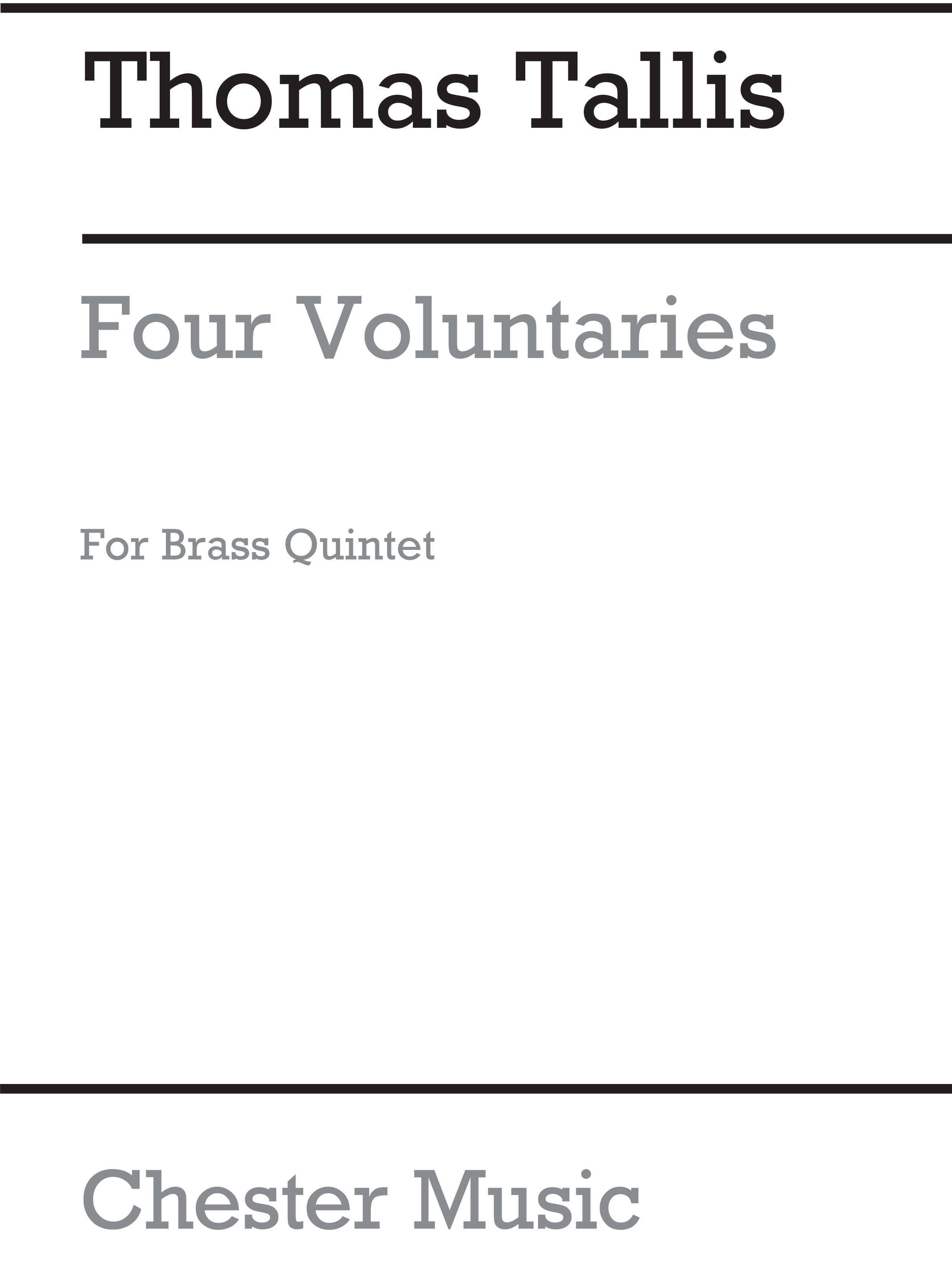 Thomas Tallis: Four Voluntaries: Brass Ensemble: Score