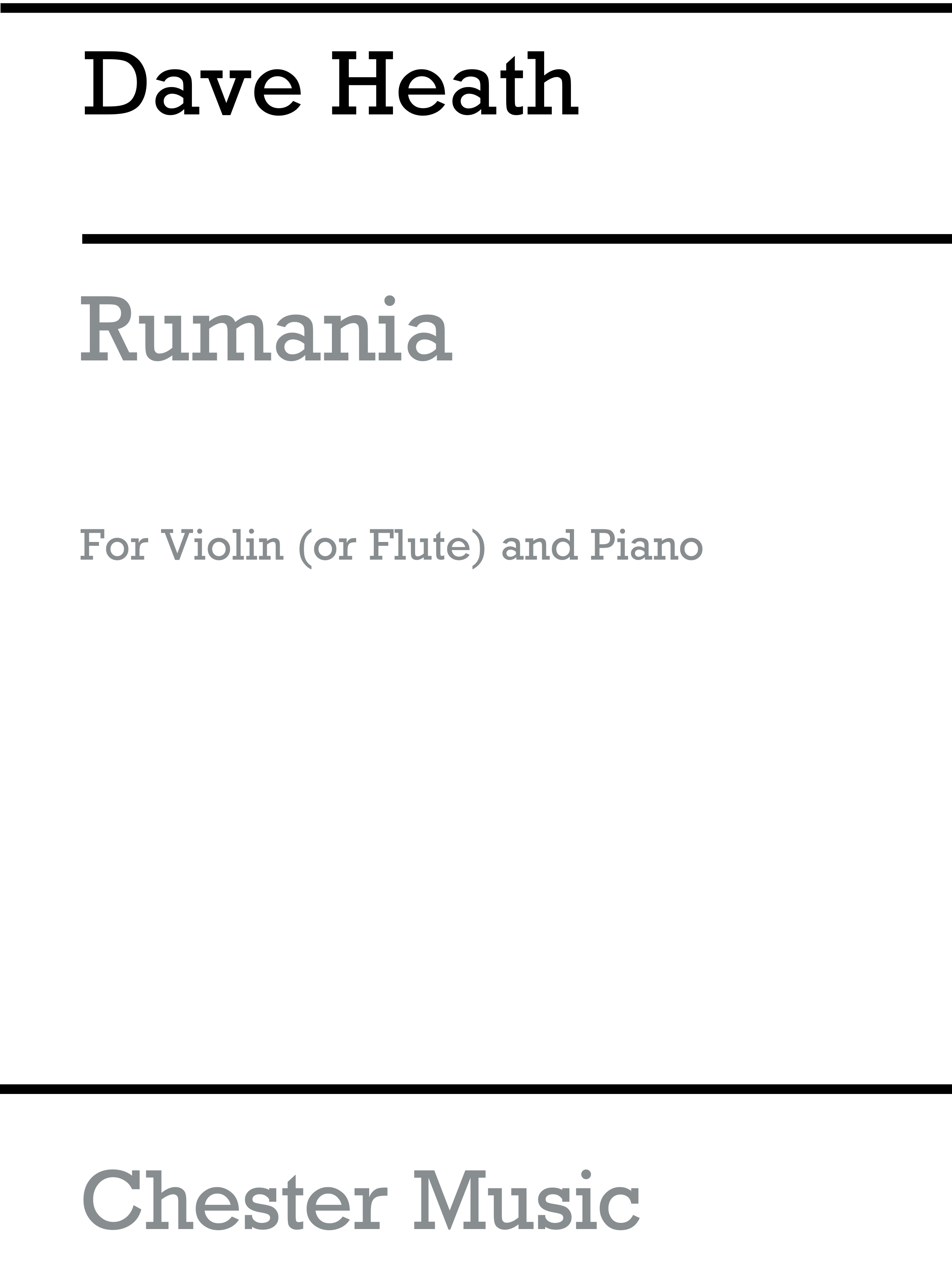 Dave Heath: Rumania For Violin And Piano: Flute & Violin: Instrumental Work