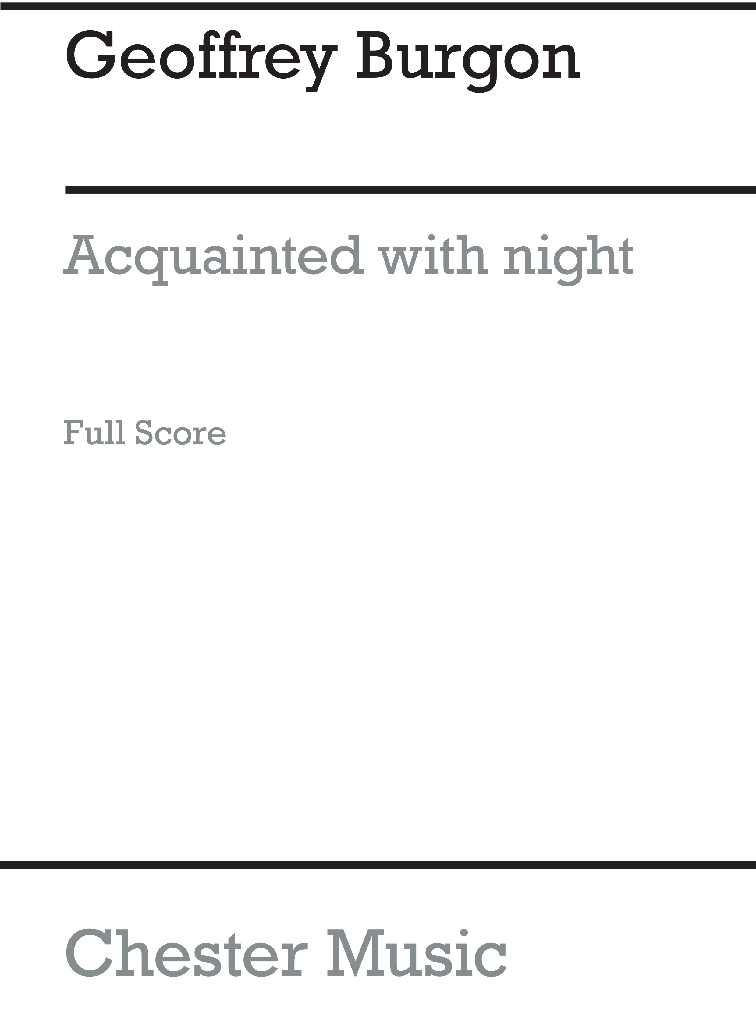 Geoffrey Burgon: Acquainted With Night: Orchestra: Score