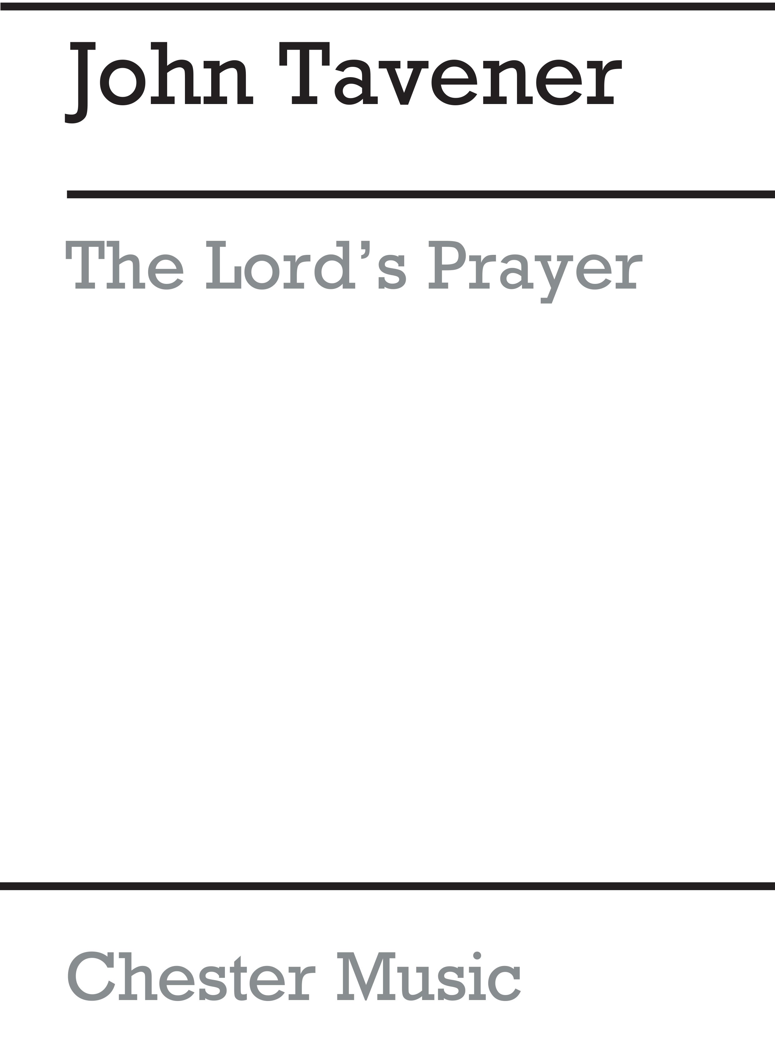 John Tavener: The Lord's Prayer (1982): SATB: Vocal Score