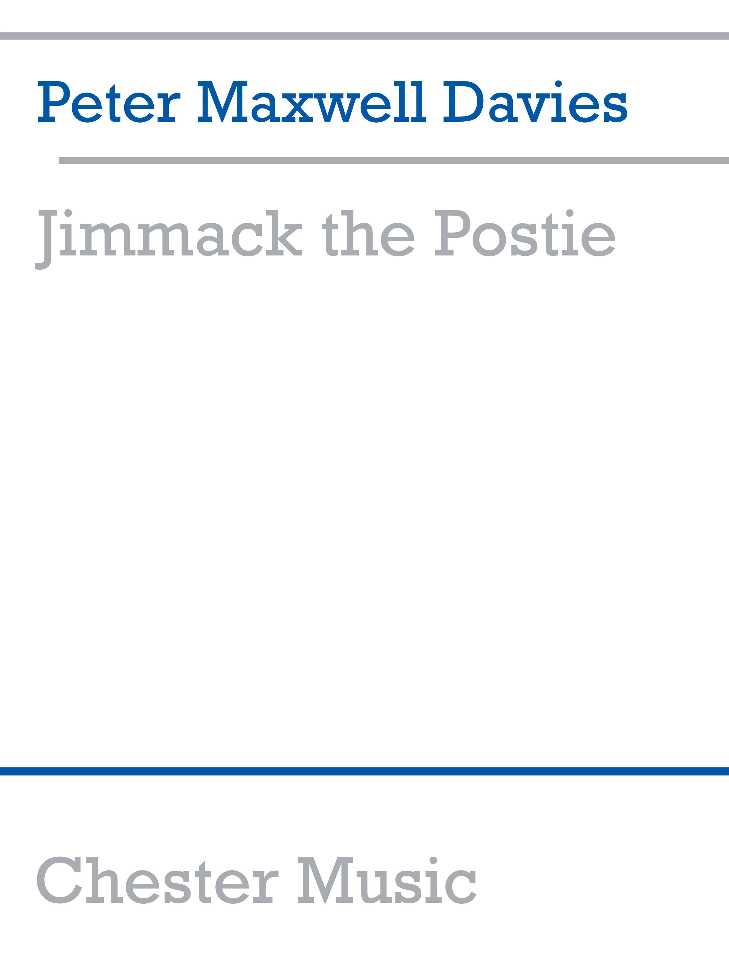 Peter Maxwell Davies: Jimmack The Postie (Miniature Score): Orchestra: Miniature