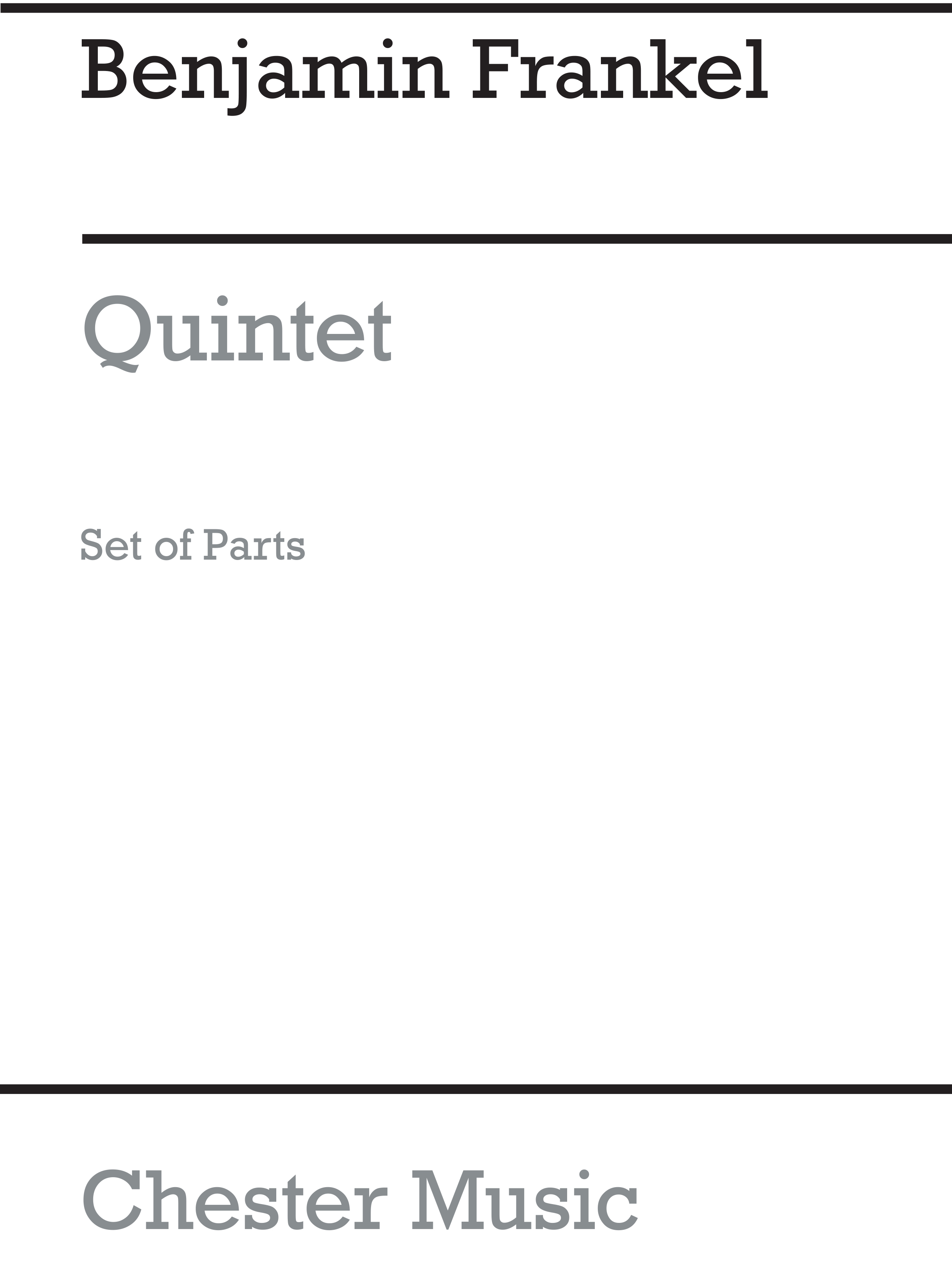 Benjamin Frankel: Quintet For Clarinet And String Quartet (Parts): String
