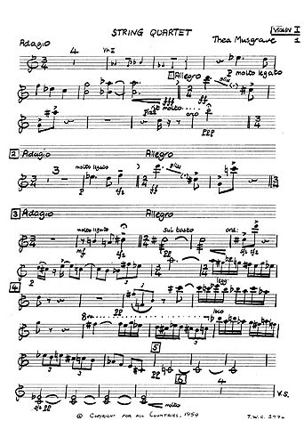 Thea Musgrave: String Quartet (Parts): String Quartet: Score
