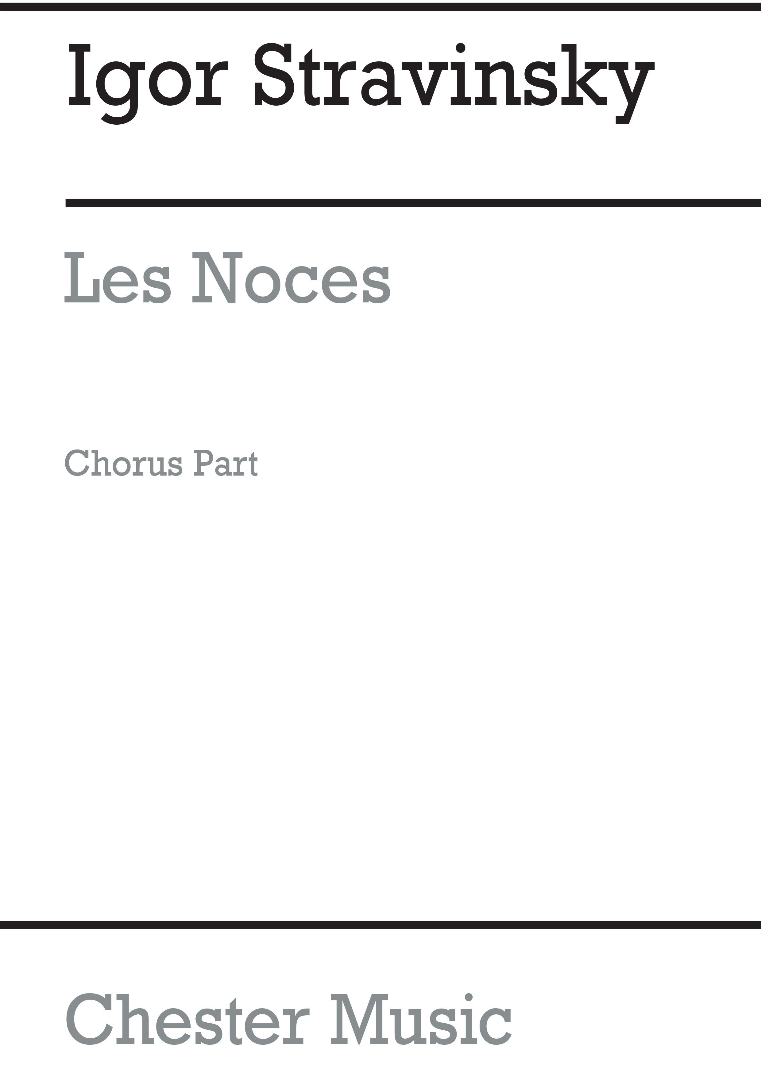 Igor Stravinsky: Les Noces (Chorus Part- English/German): SATB: Instrumental