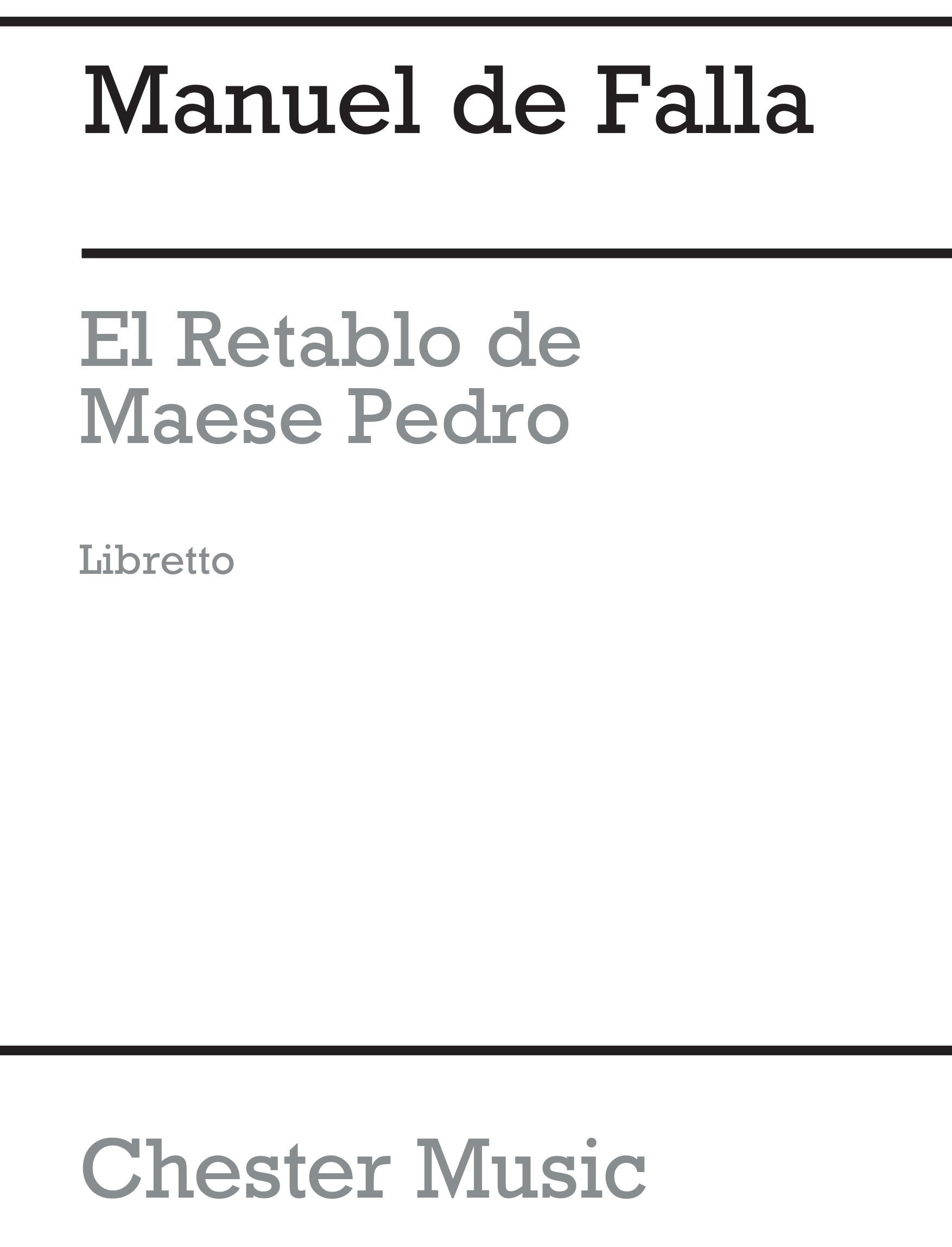 Manuel de Falla: El Retablo De Maese Pedro (French Edition): Opera: Libretto