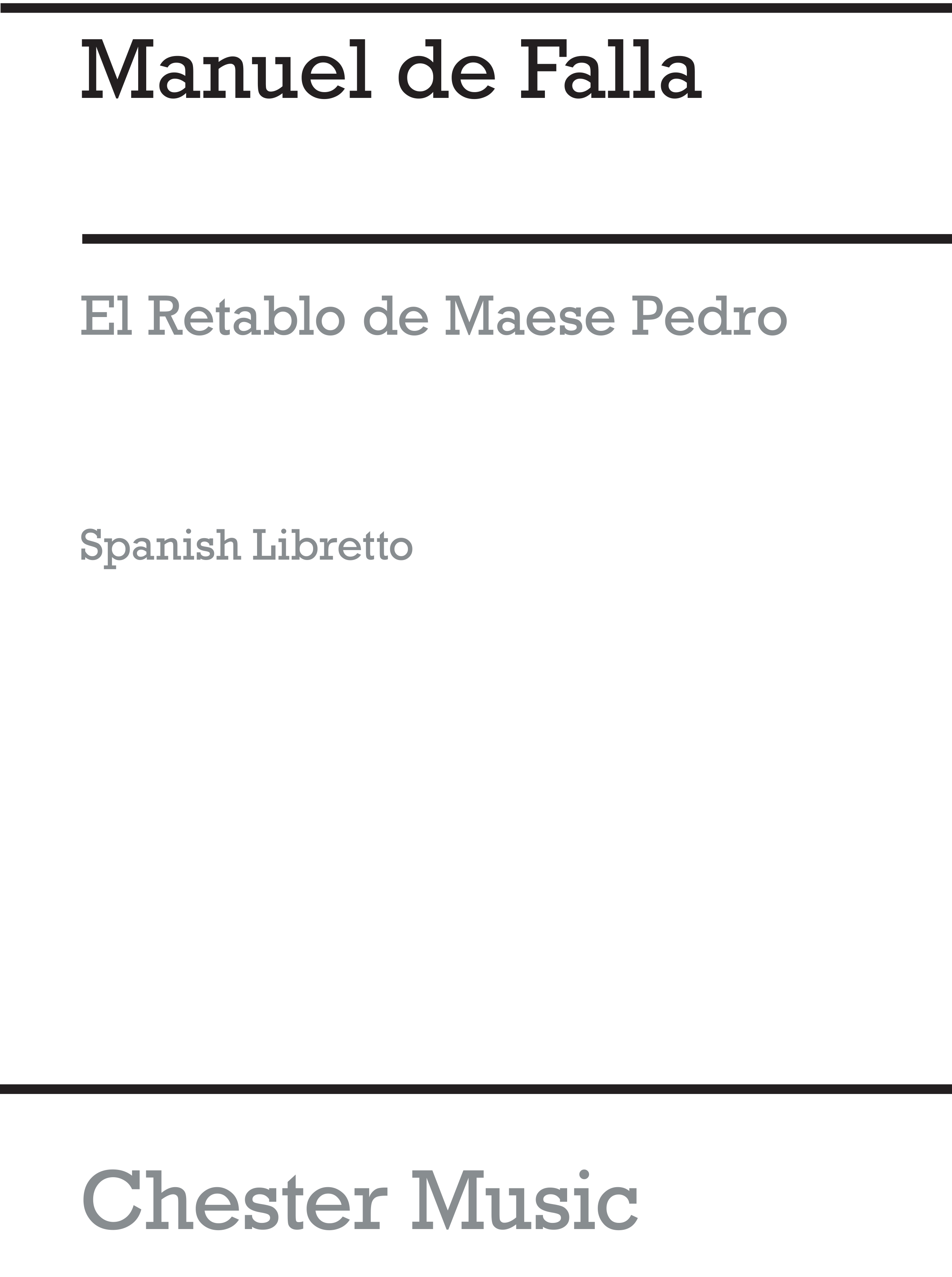 Manuel de Falla: El Retablo De Maese Pedro (Spanish Edition): Orchestra: