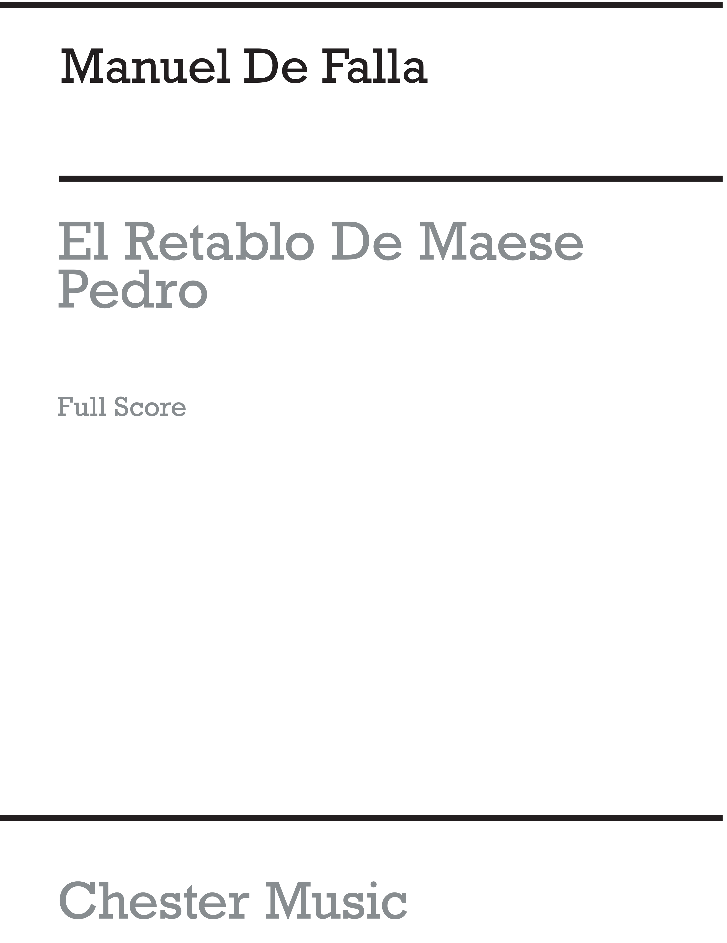 Manuel de Falla: El Retablo De Maese Pedro (Full Score): Orchestra: Score