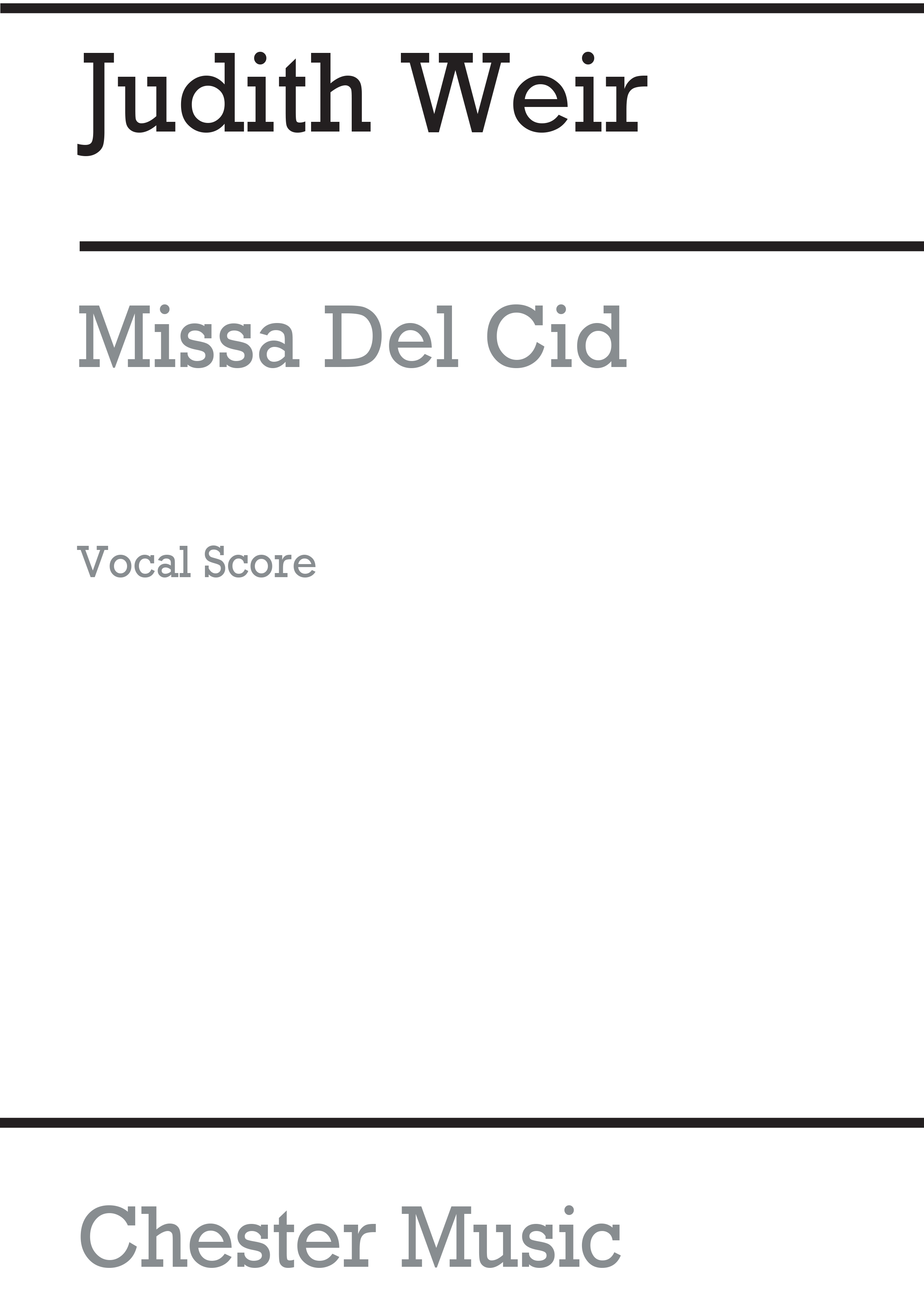 Judith Weir: Missa Del Cid For Speaker And Chorus: SATB: Vocal Score