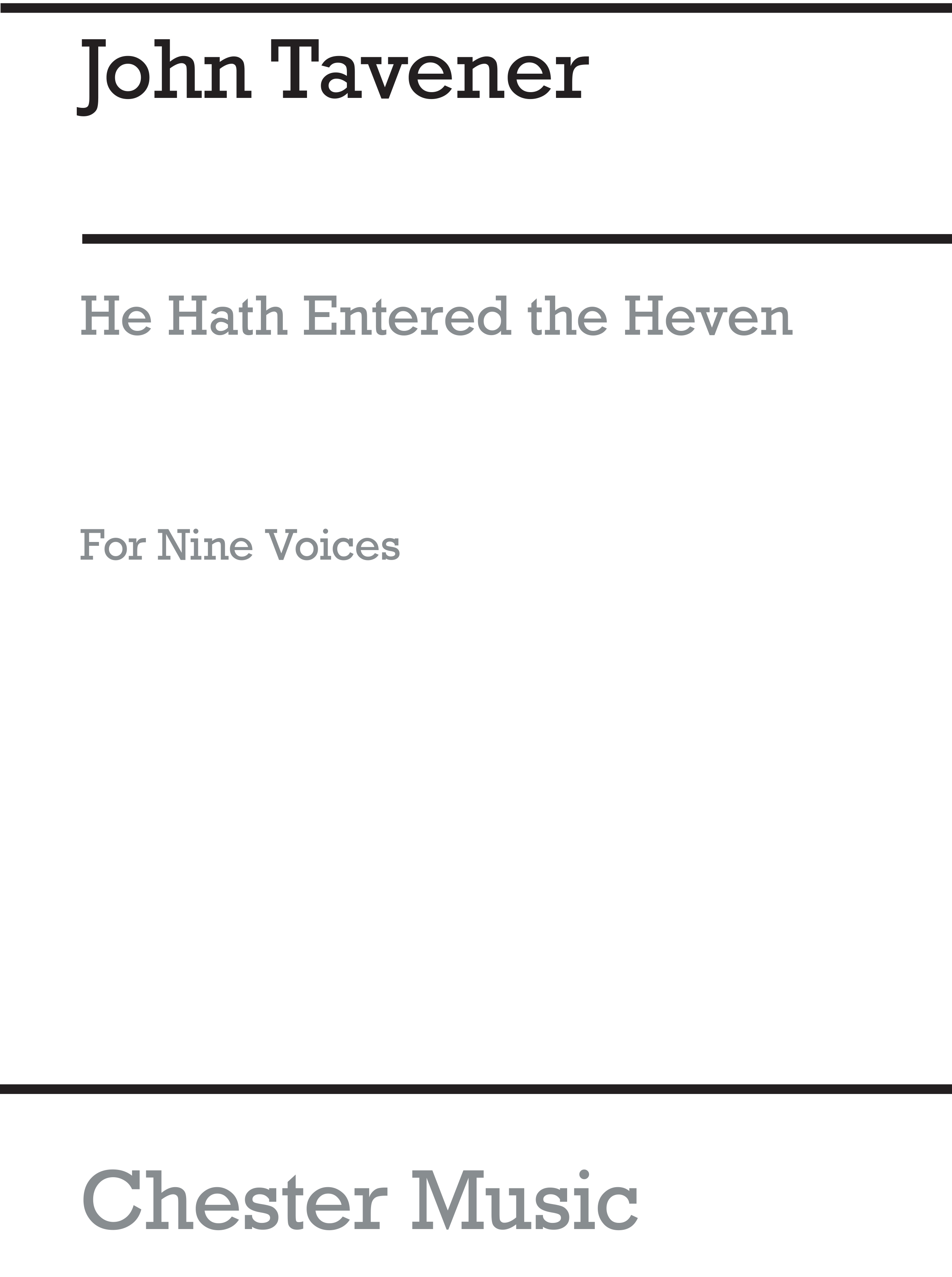 John Tavener: He Hath Entered The Heven: High Voice: Vocal Score