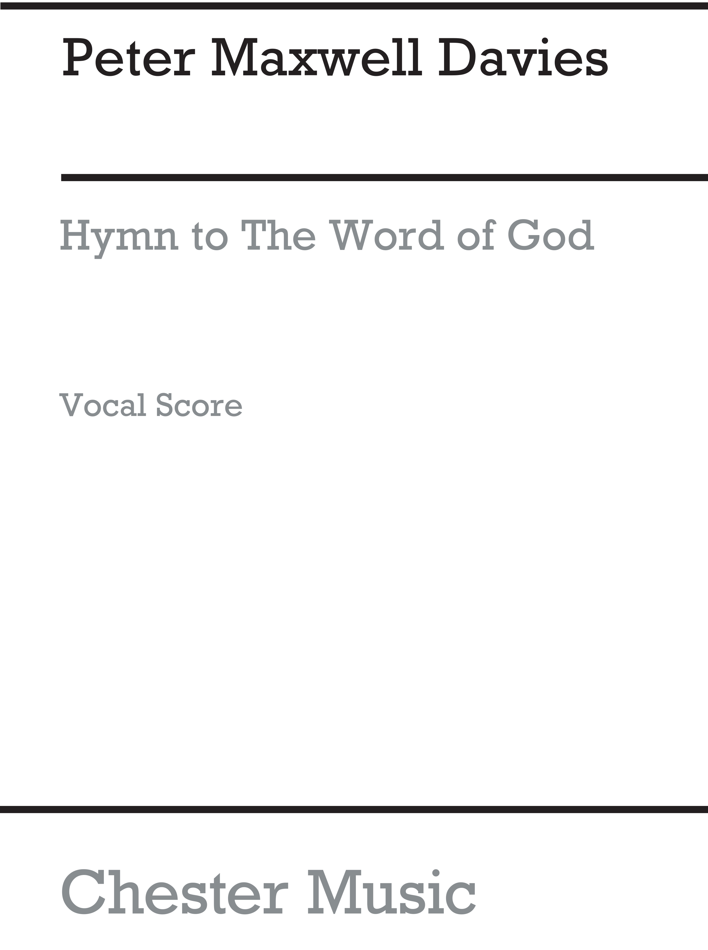 Peter Maxwell Davies: Hymn To The Word Of God: SATB: Vocal Score