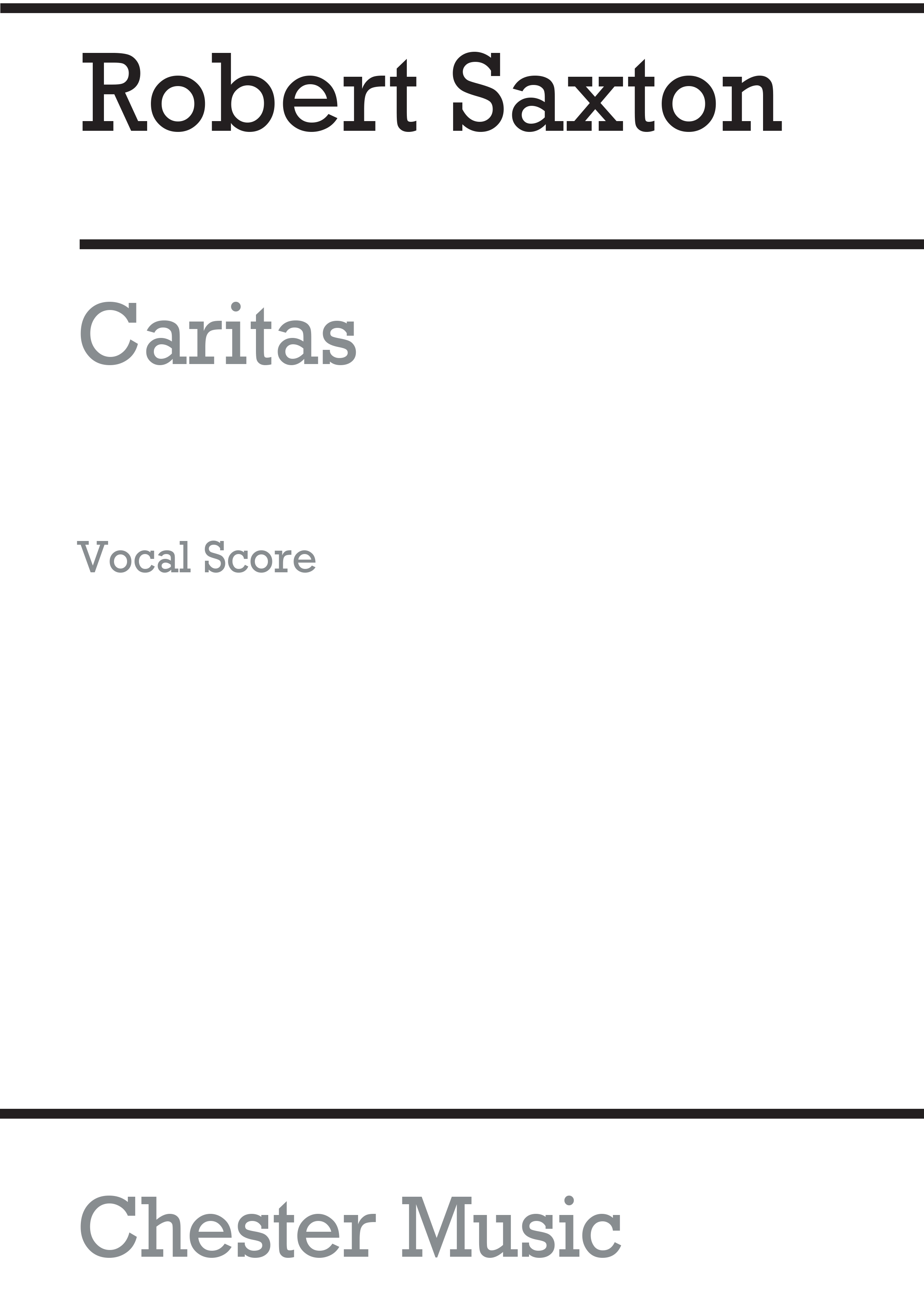 Robert Saxton: Caritas: Opera: Vocal Score
