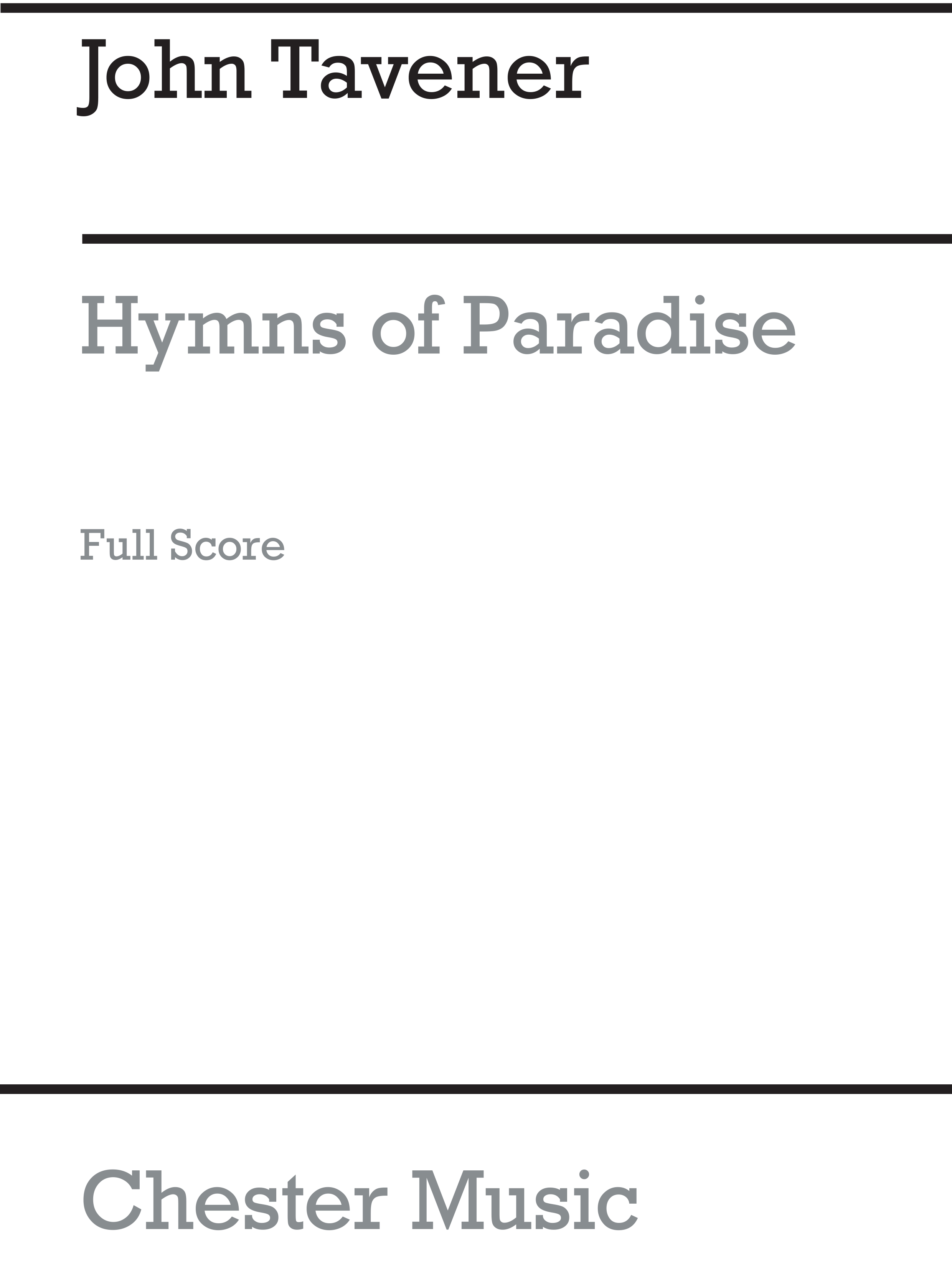 John Tavener: Hymns Of Paradise (Full Score): SAB: Vocal Score