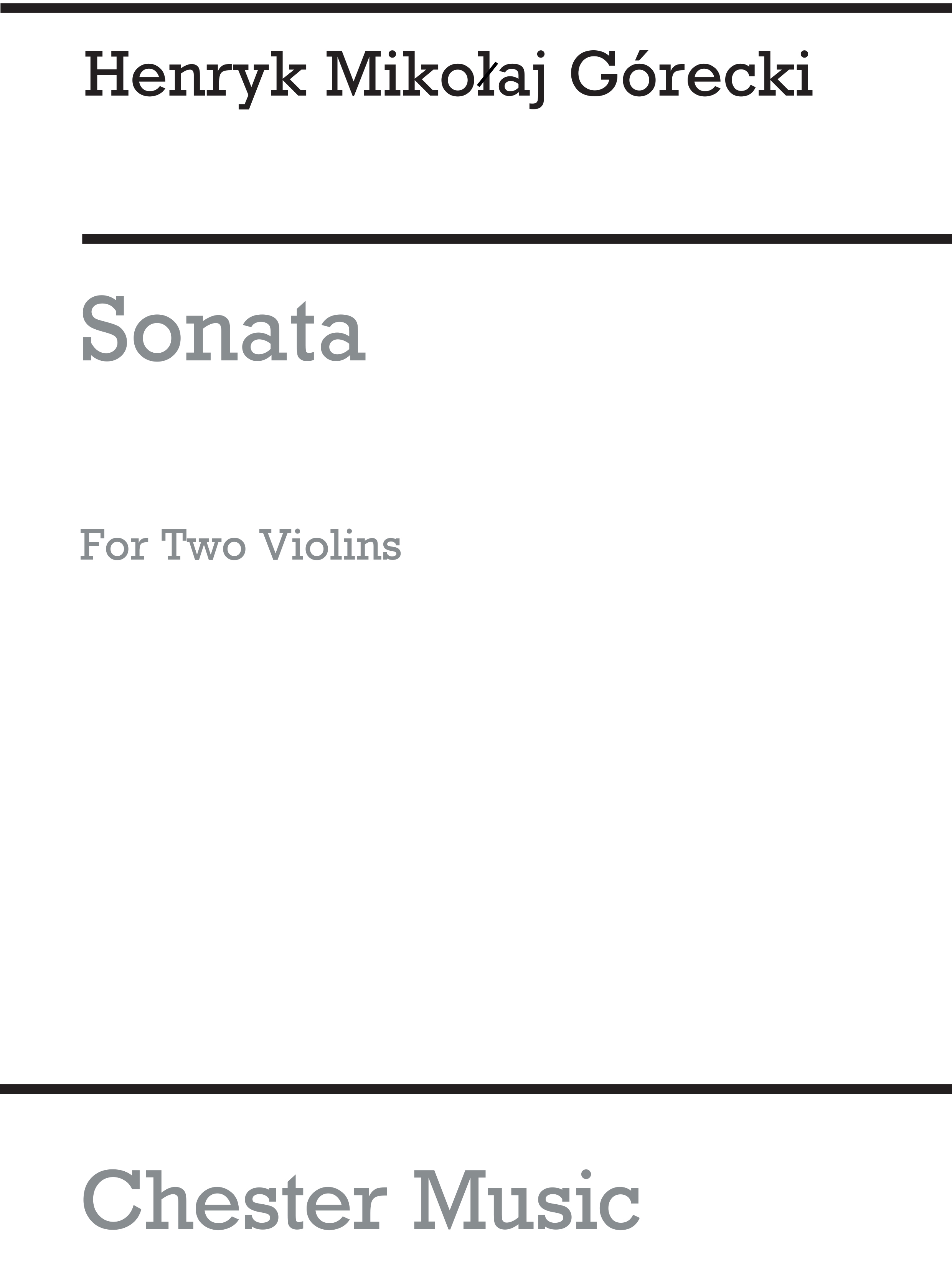 Henryk Mikolaj Górecki: Sonata For Two Violins Op.10: Violin: Instrumental Work