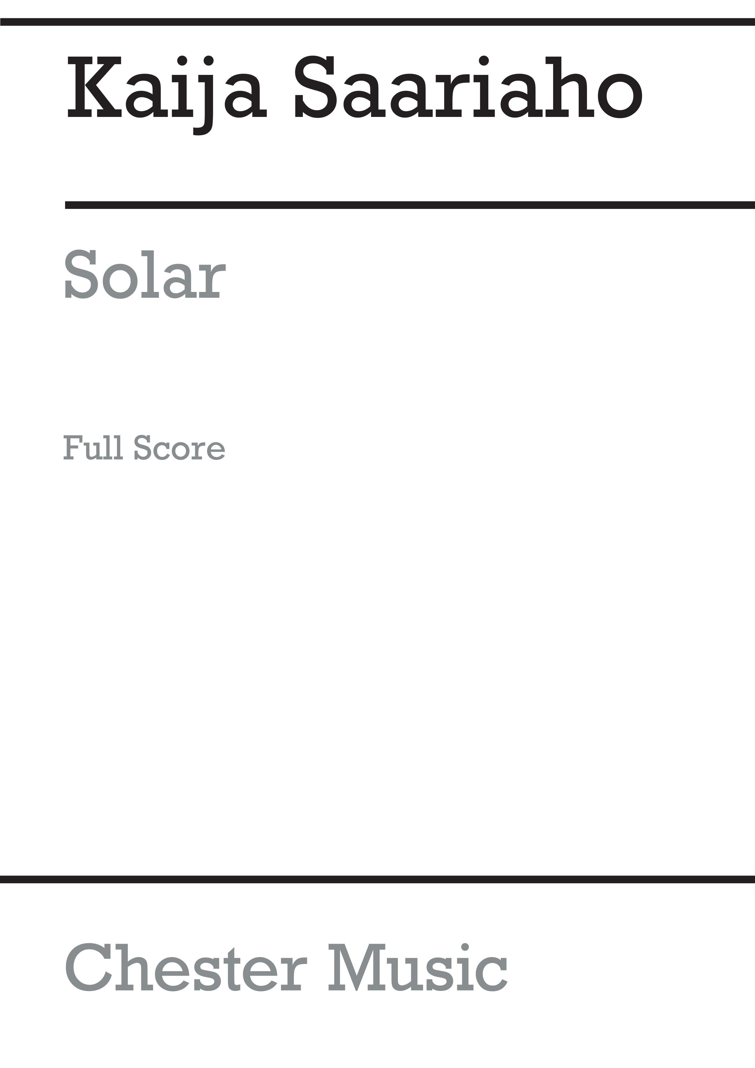 Kaija Saariaho: Solar: Piano: Score
