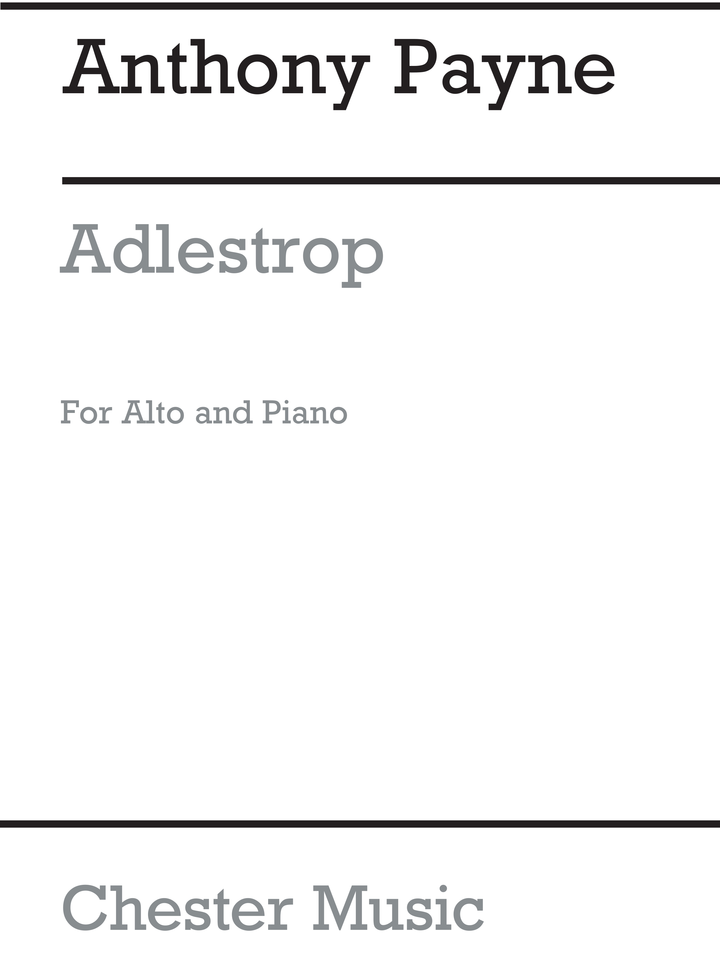 Anthony Payne: Adlestrop for Soprano and Piano (A4 Score): Soprano: Instrumental