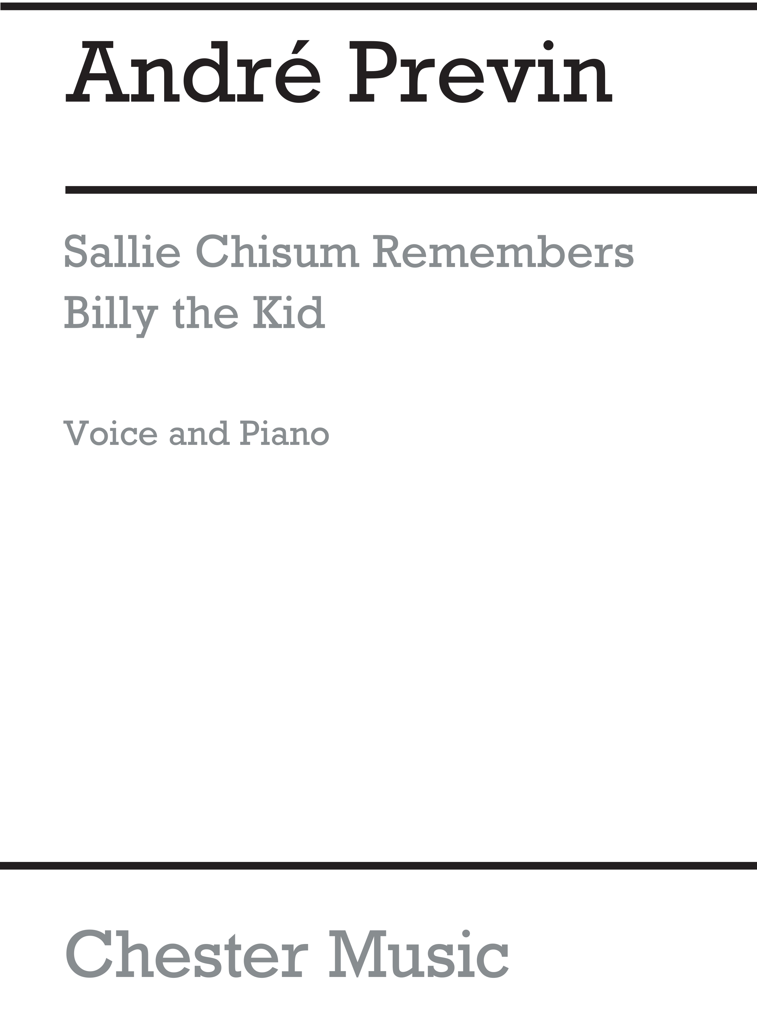 Andr Previn: Sallie Chisum Remembers Billy The Kid: Soprano: Instrumental Work
