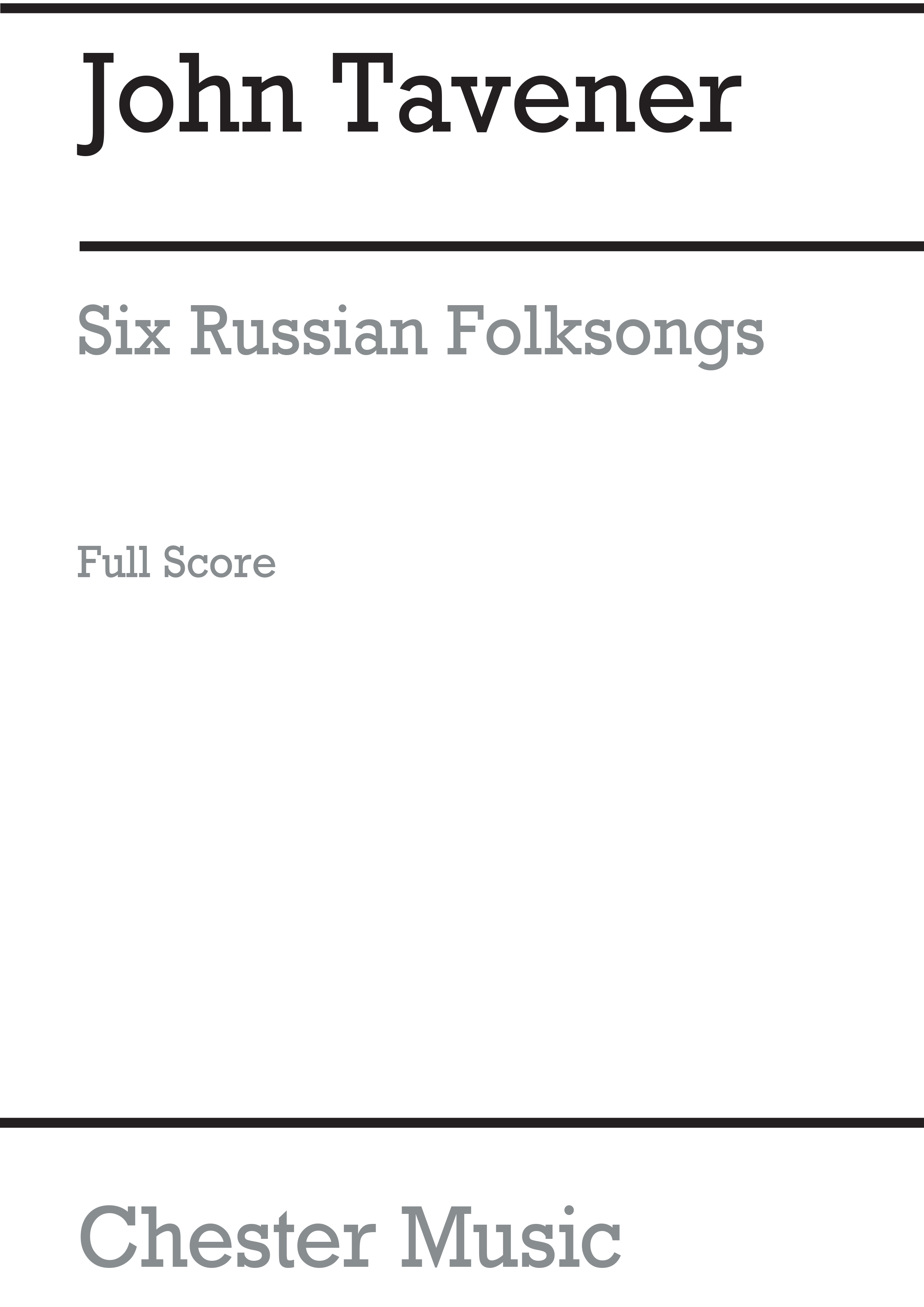 John Tavener: Six Russian Folksongs: Soprano: Score