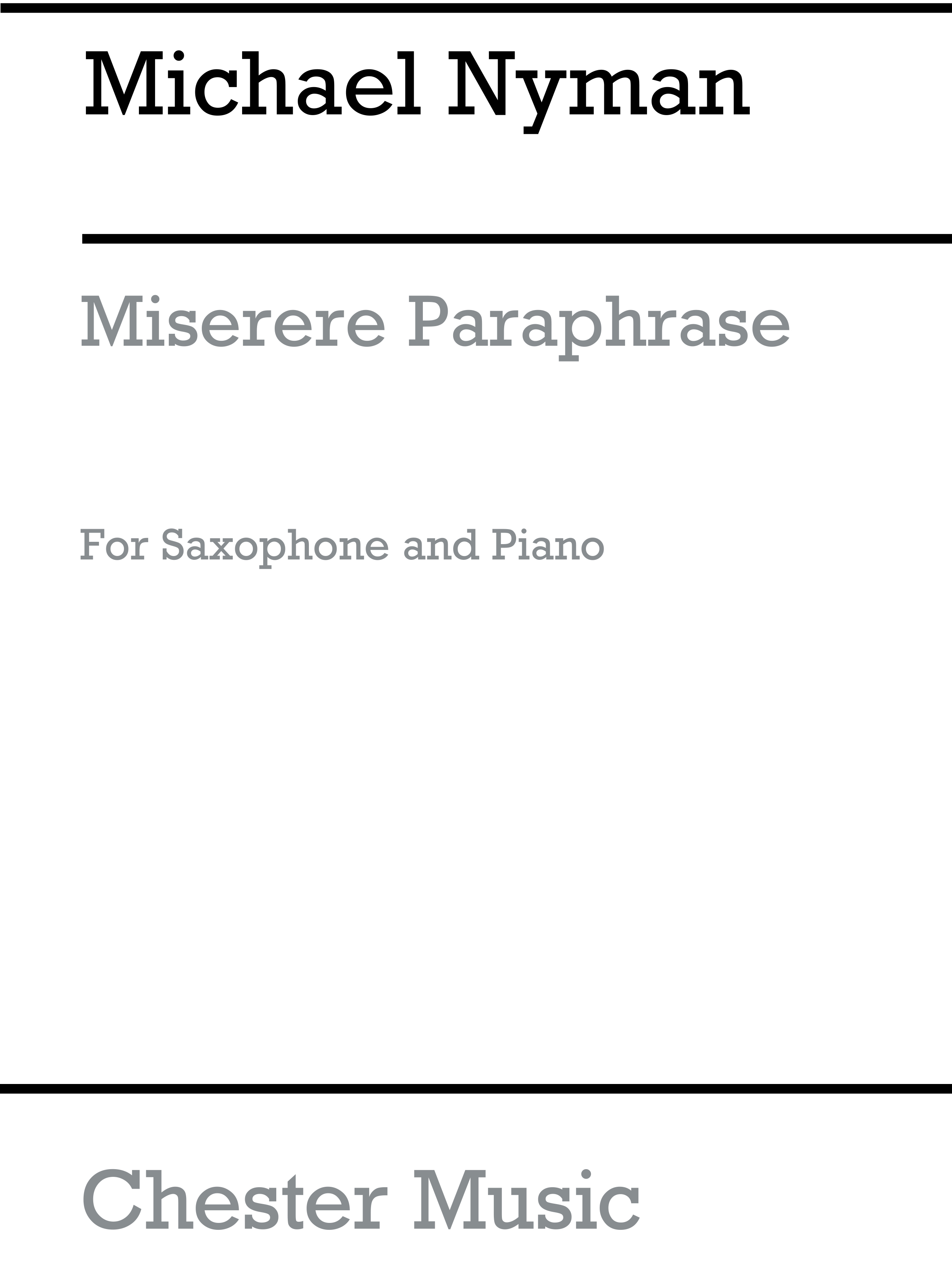 Michael Nyman: Miserere Paraphrase (Saxophone/Piano): Saxophone: Instrumental