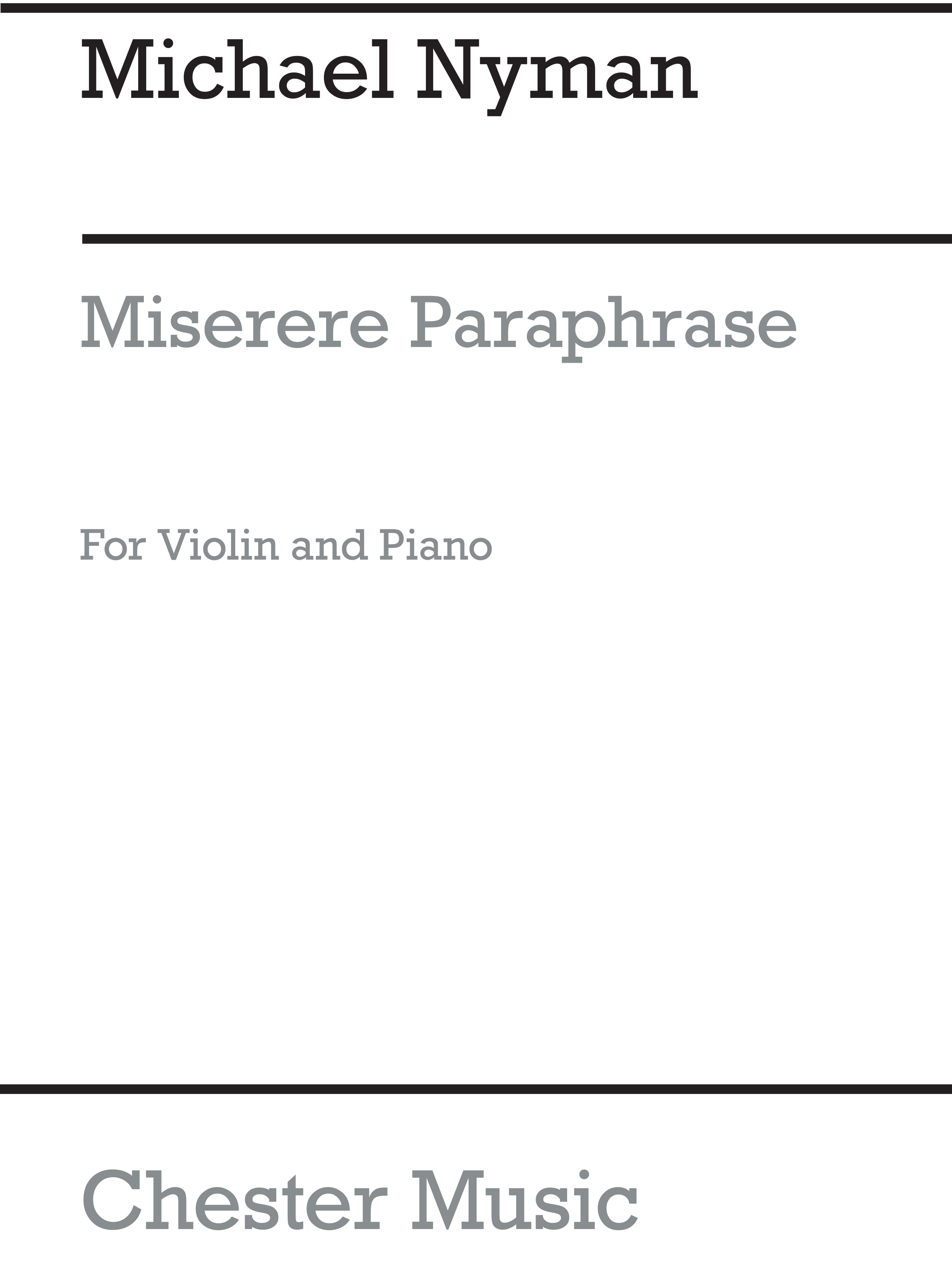 Michael Nyman: Miserere Paraphrase (Violin/Piano): Violin: Instrumental Work
