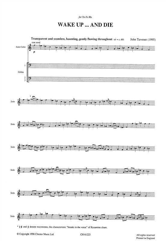 John Tavener: Wake Up And Die: String Ensemble: Score and Parts