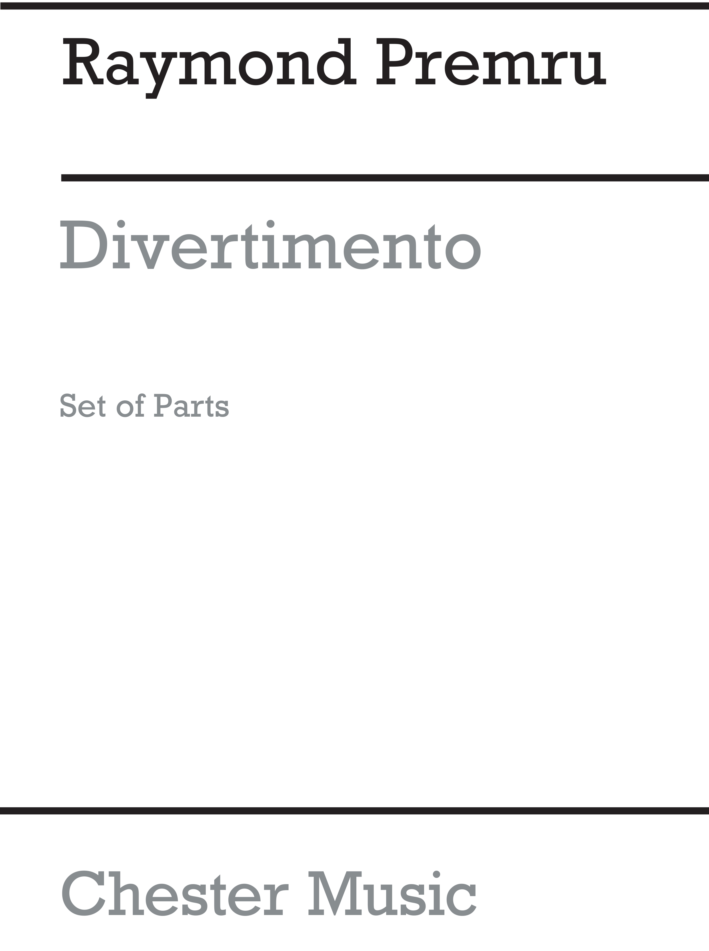 Raymond Premru: Divertimento 10 Parts (9 Movements) (Parts): Chamber Ensemble: