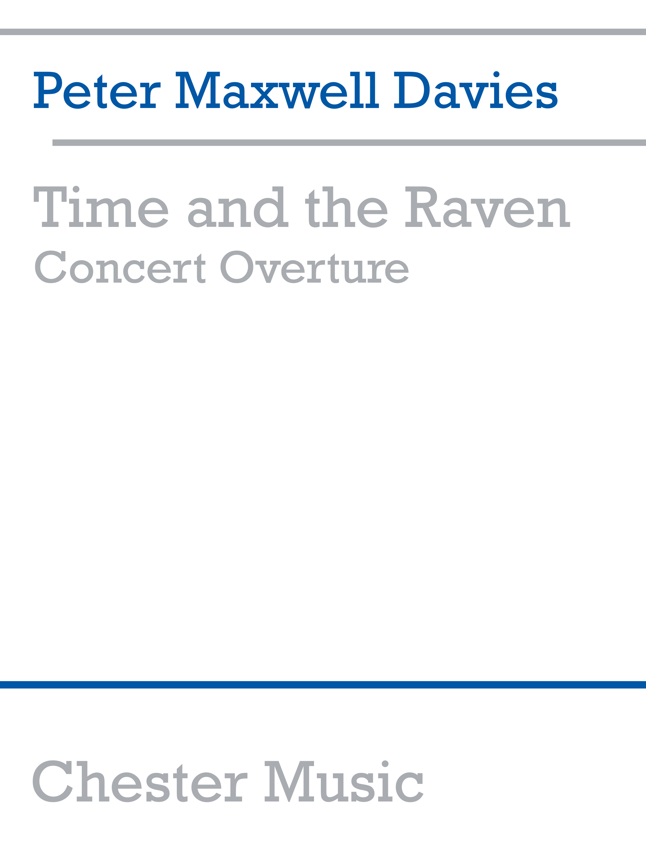 Peter Maxwell Davies: Time And The Raven Concert Overture: Orchestra: Miniature
