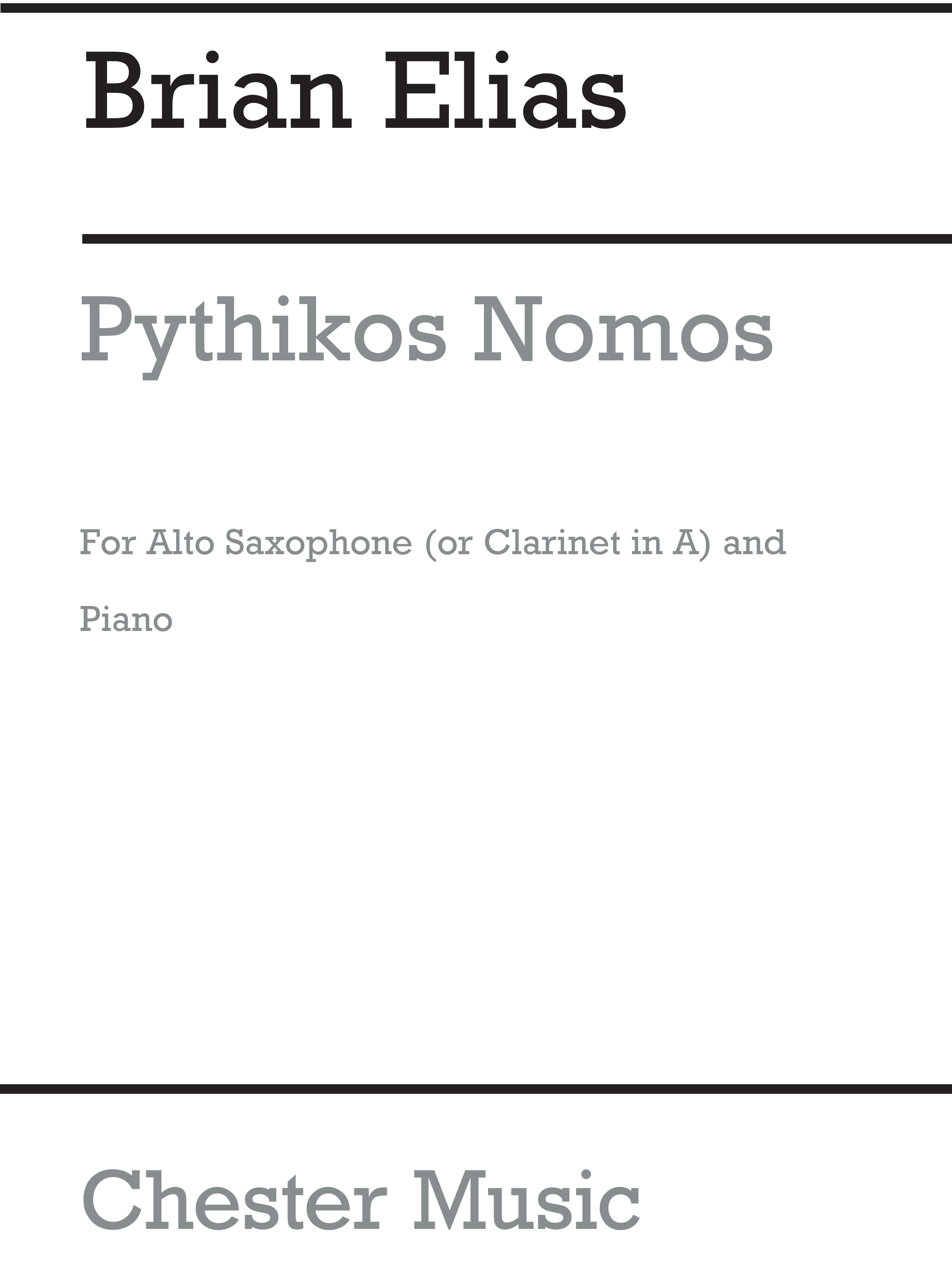 Brian Elias: Pythikos Nomos For Alto Sax And Piano: Alto Saxophone: Instrumental