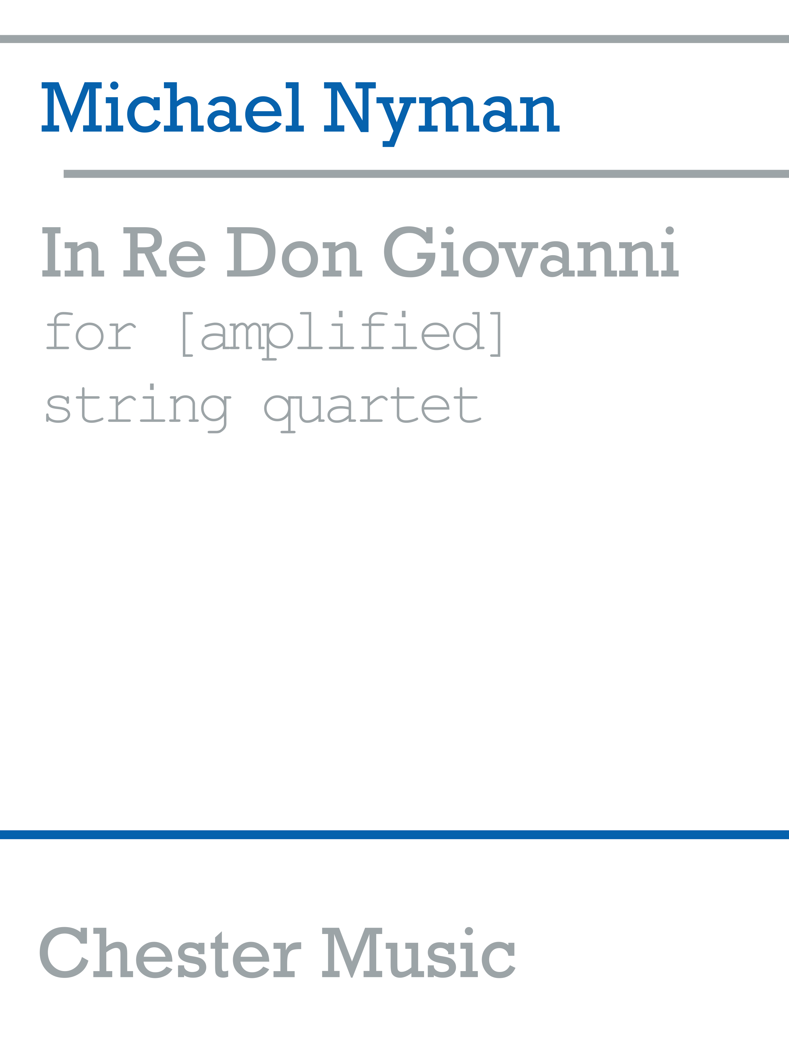 Michael Nyman: In Re Don Giovanni For (Amplified): String Quartet: Instrumental